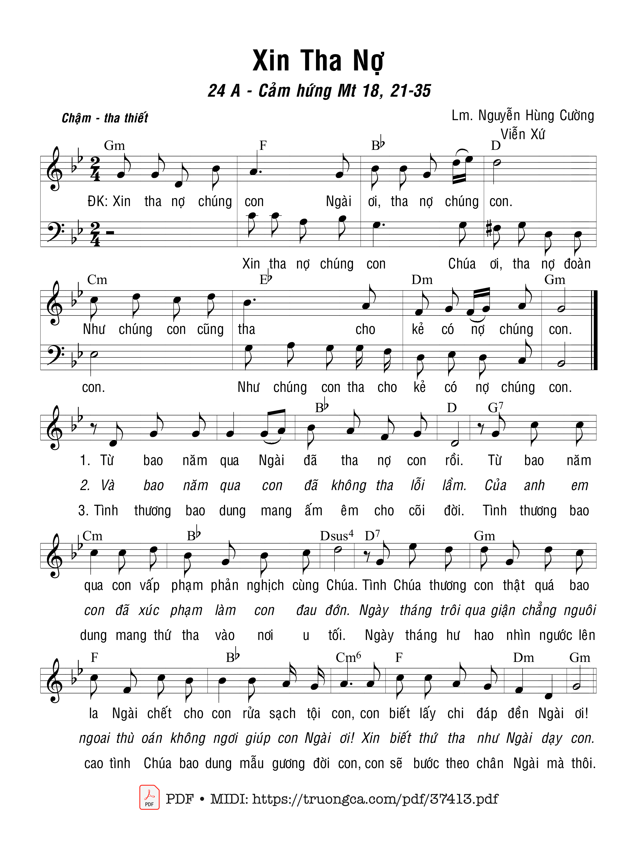 Page 1 of Sheet music PDF Xin Tha Nợ - Nguyễn Hùng Cường &Amp; Viễn Xứ