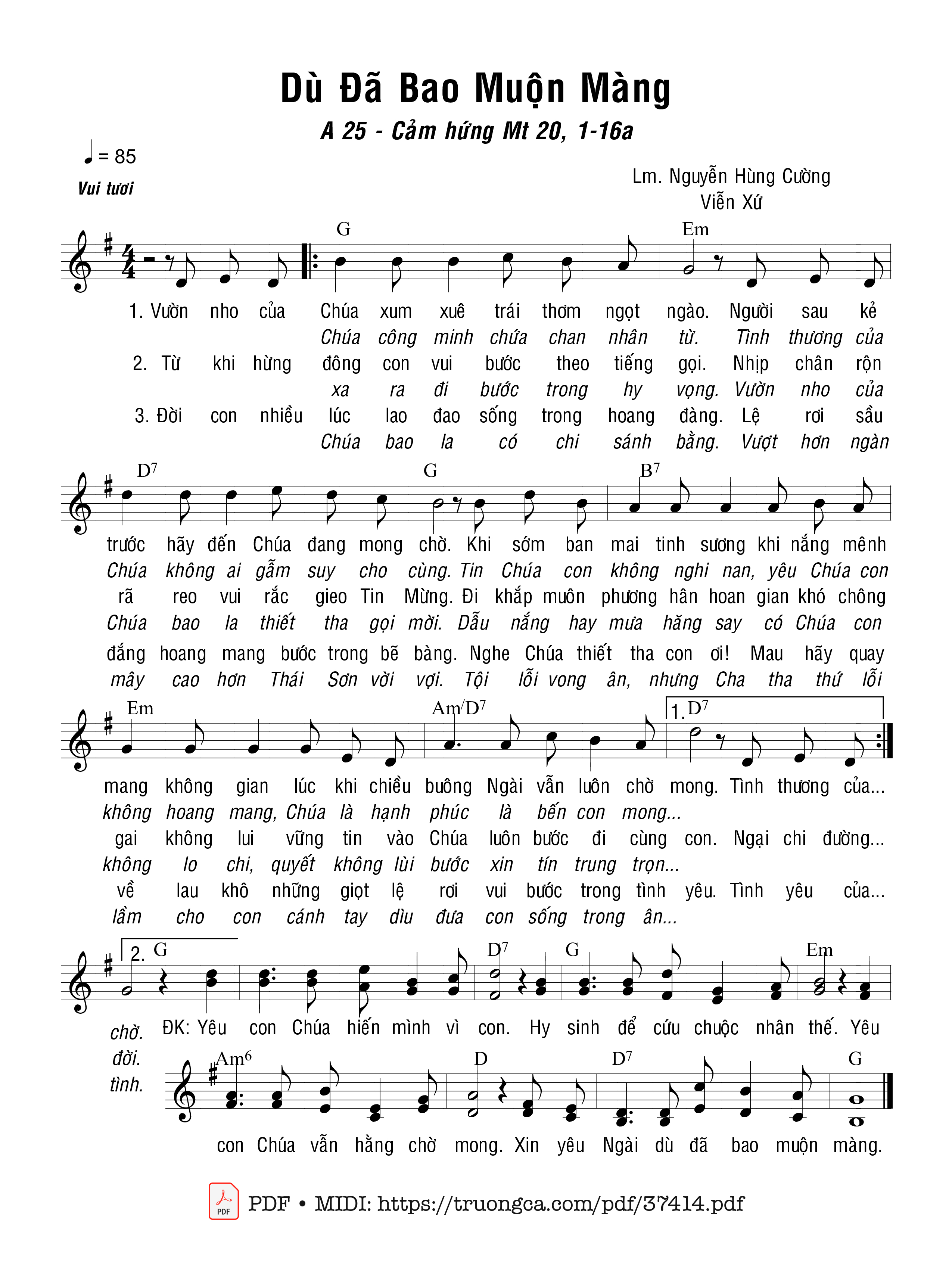 Page 1 of Sheet music PDF Dù Đã Bao Muộn Màng - Nguyễn Hùng Cường &Amp; Viễn Xứ