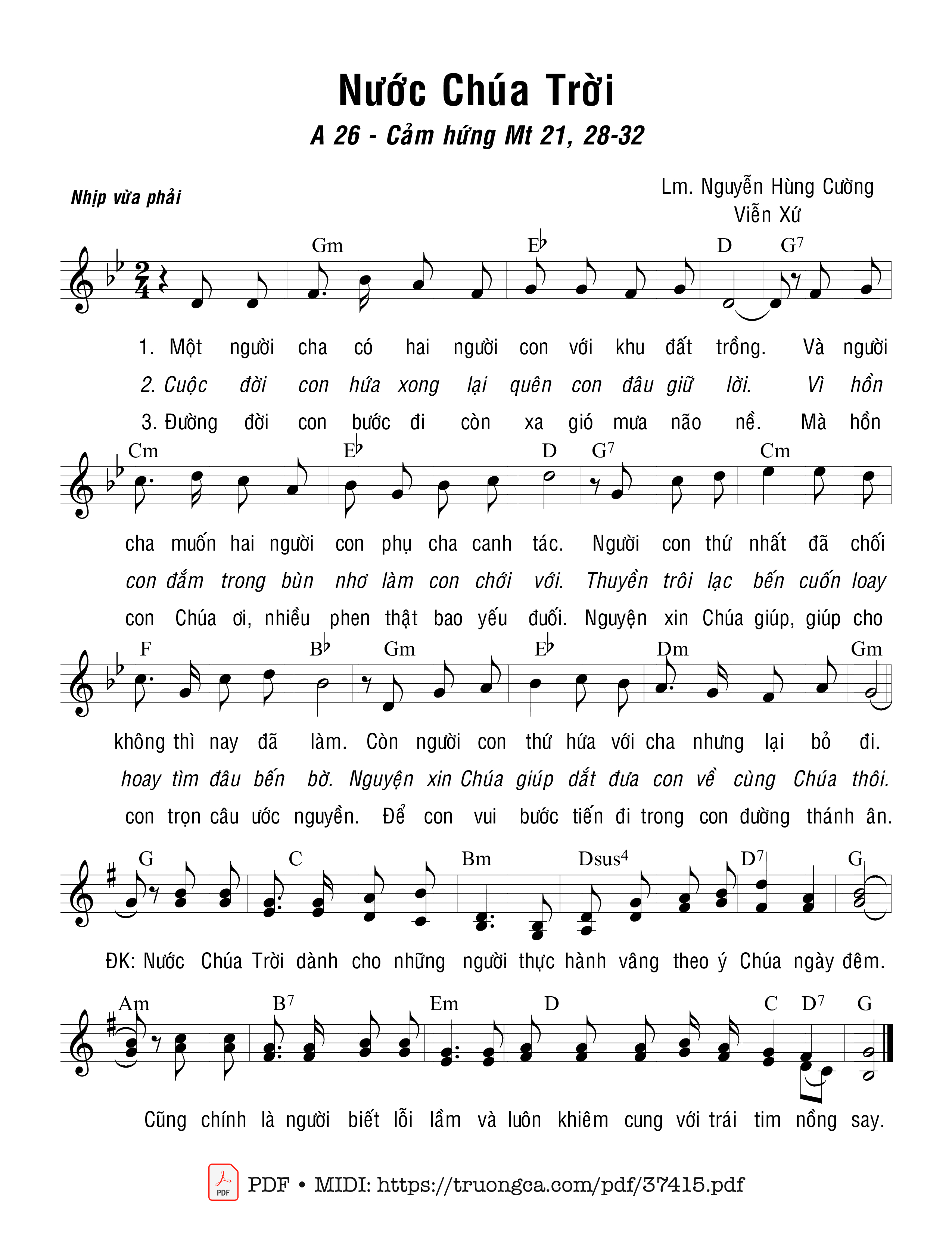 Page 1 of Sheet music PDF Nước Chúa Trời - Nguyễn Hùng Cường &Amp; Viễn Xứ