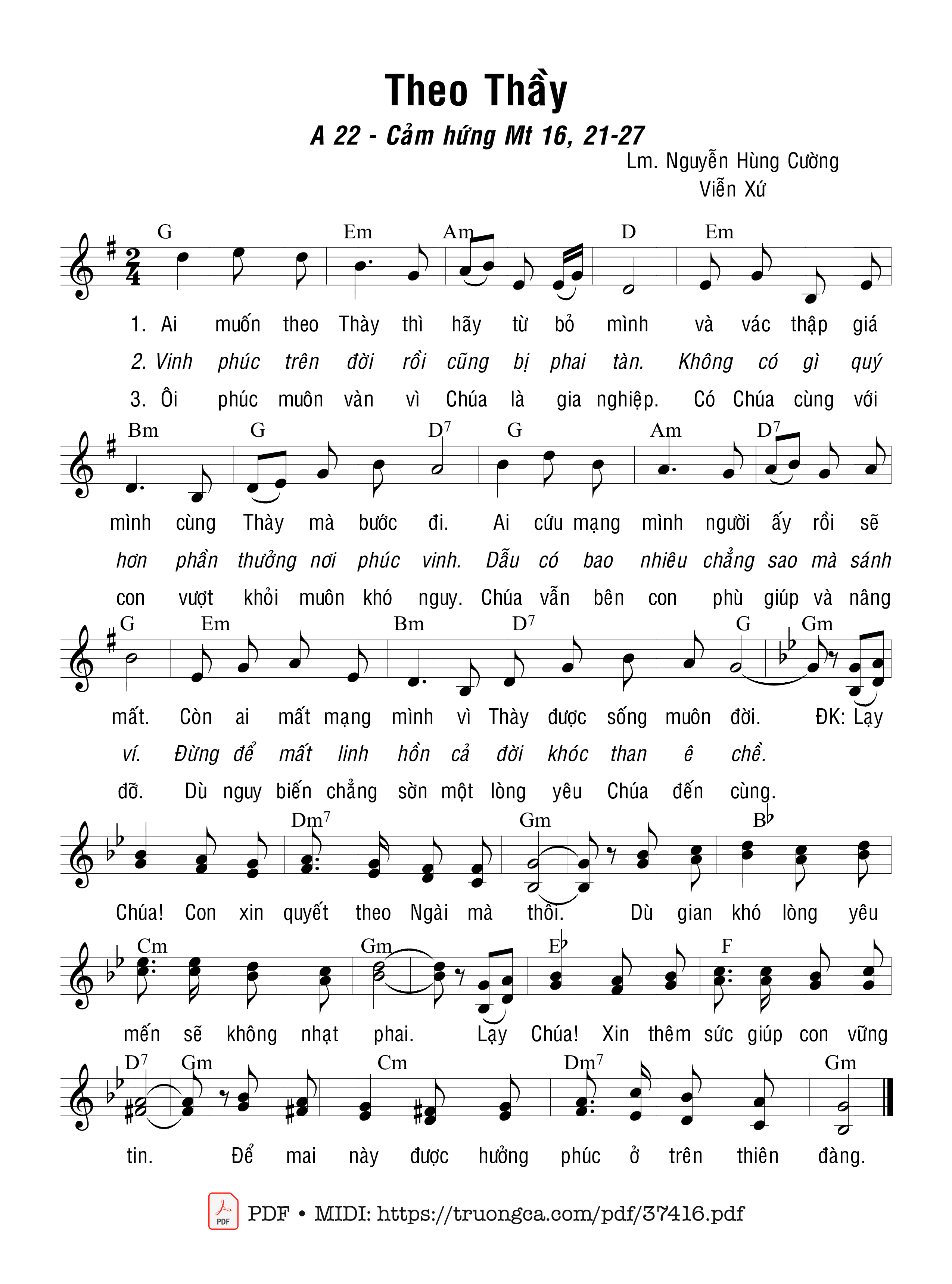 Page 1 of Sheet music PDF Theo Thầy - Nguyễn Hùng Cường &Amp; Viễn Xứ