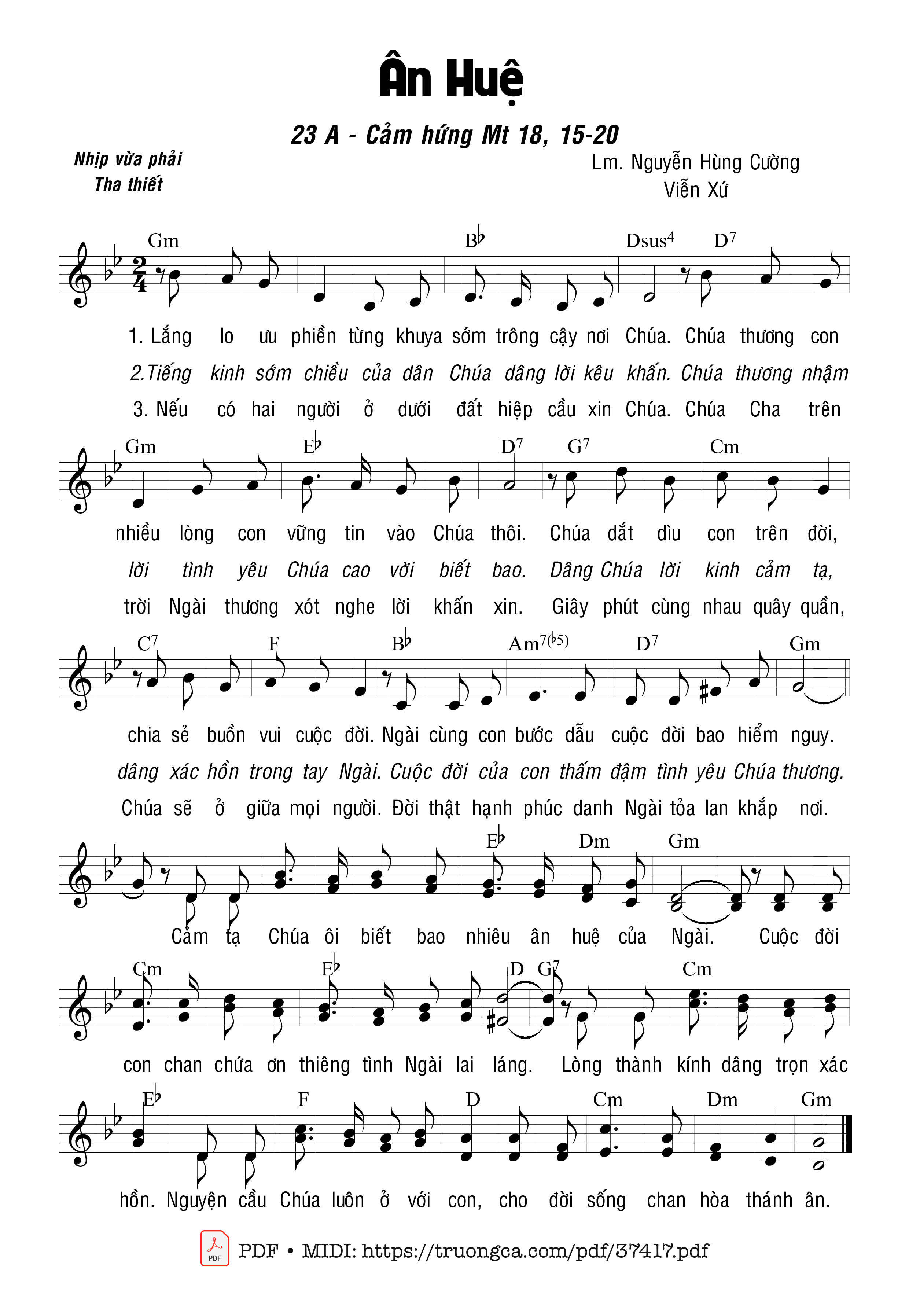 Page 1 of Sheet music PDF Ân Huệ - Nguyễn Hùng Cường &Amp; Viễn Xứ
