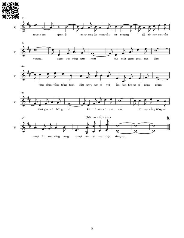 Page 2 of Sheet music PDF Mưa đêm - Nguyễn Hoàng Đô
