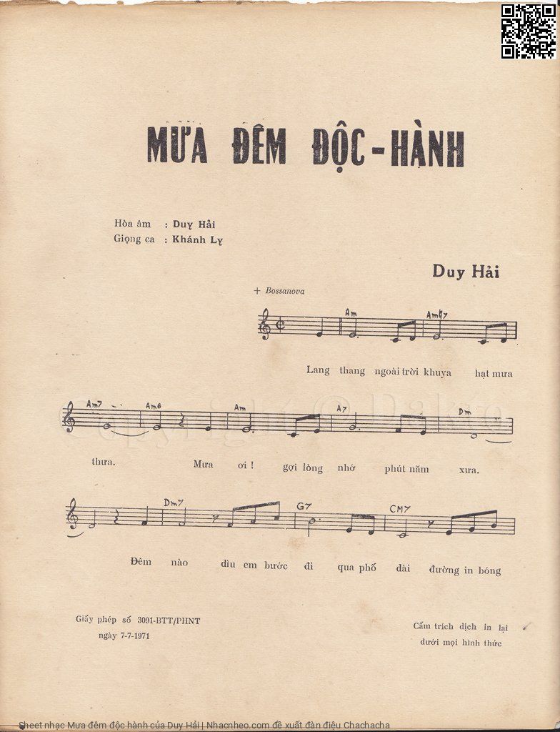 Page 2 of Sheet music PDF Mưa đêm độc hành - Duy Hải