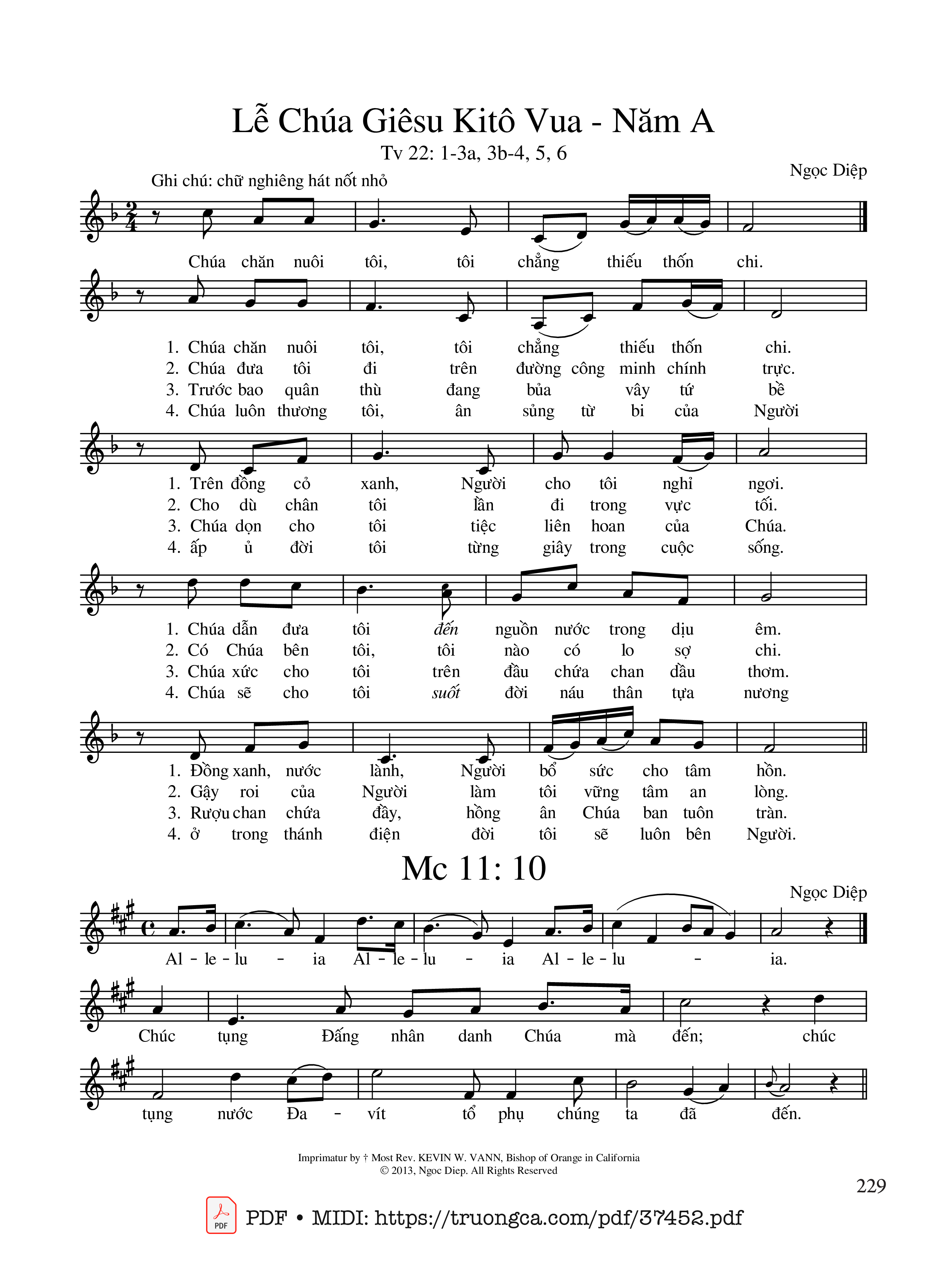 Page 1 of Sheet music PDF Thánh Vịnh 22, Lễ Chúa Giêsu Kitô Vua A - Ngọc Diệp
