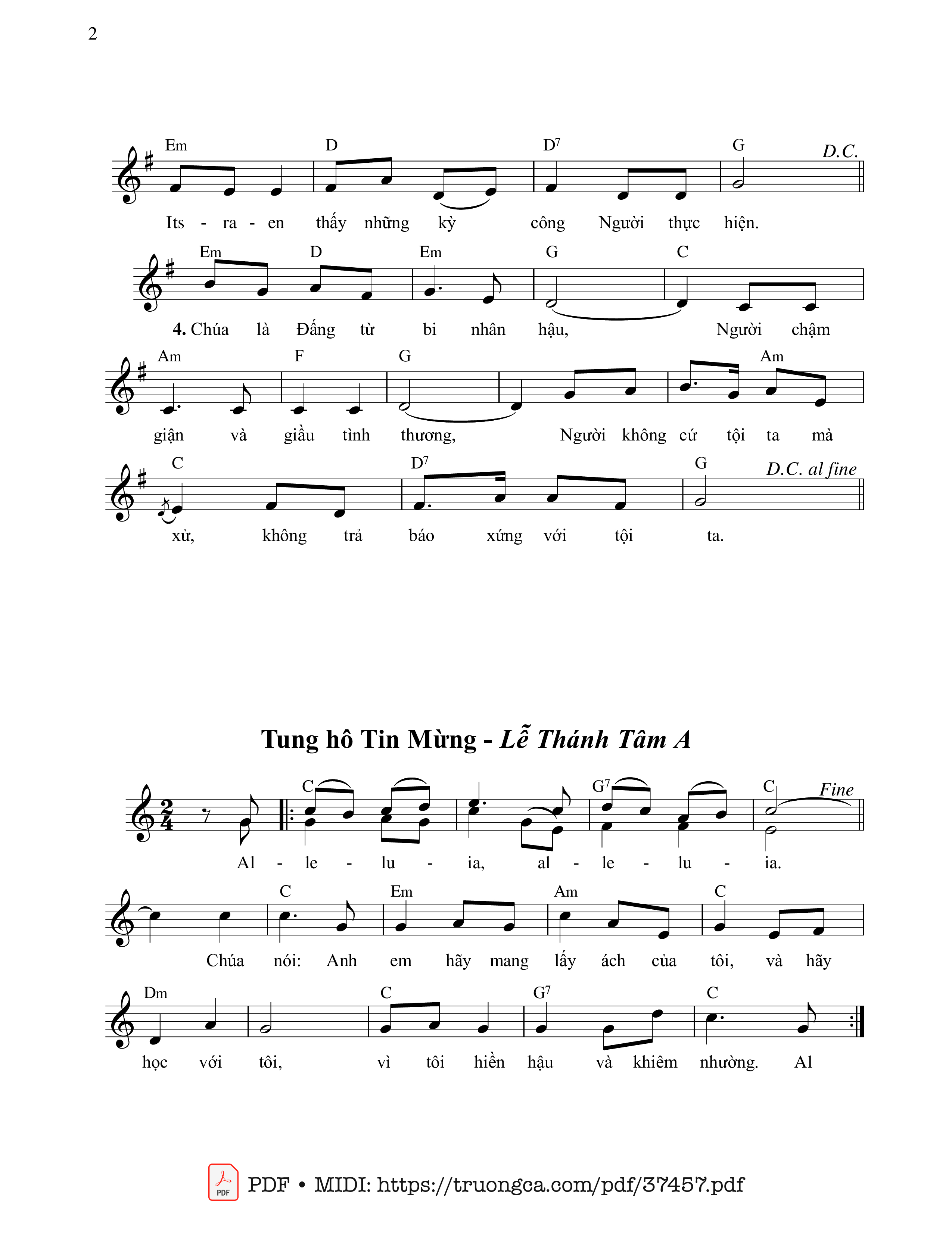 Page 2 of Sheet music PDF Thánh Vịnh 102, Ân Tình Chúa - Ngọc Cẩn