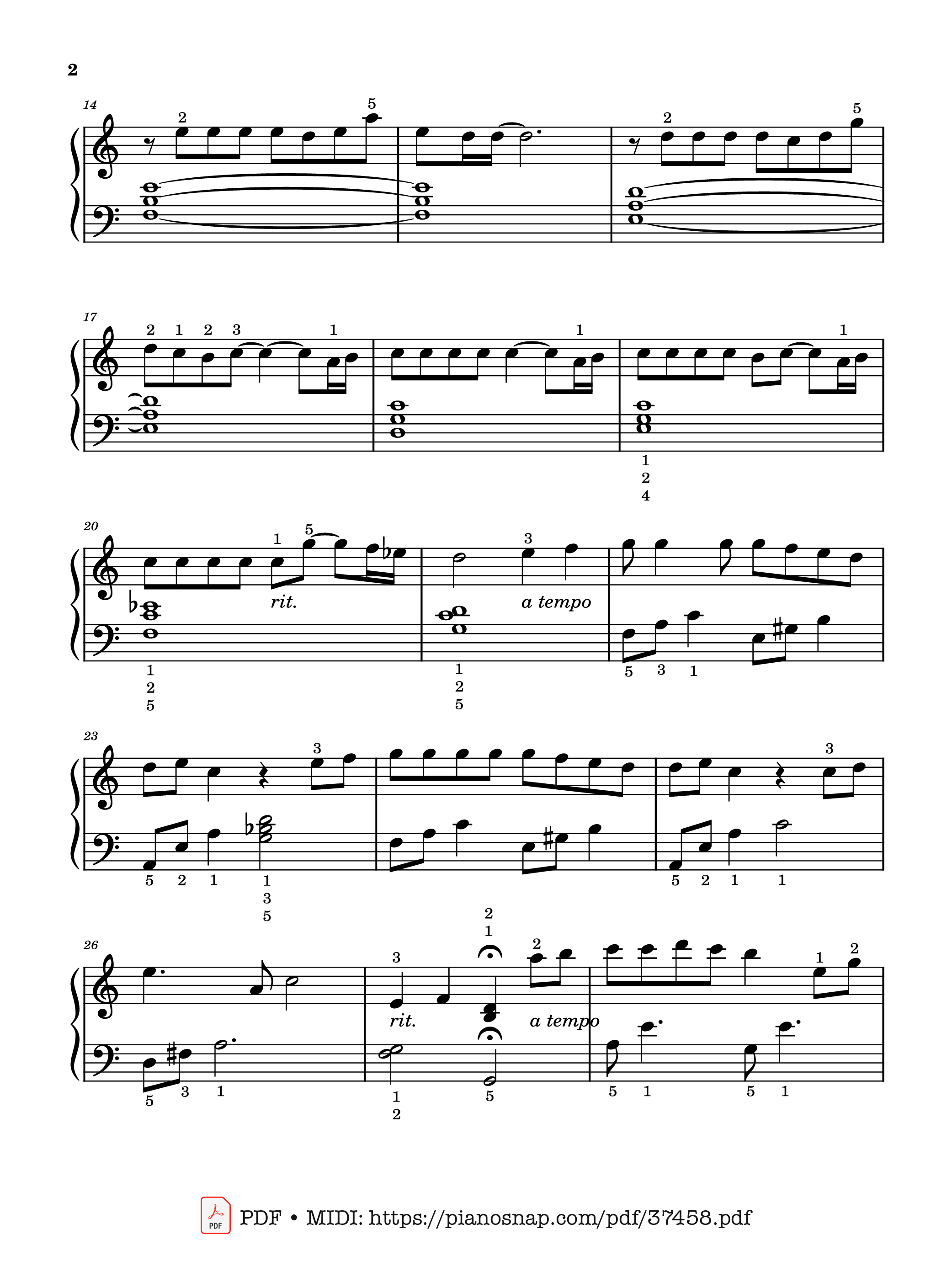 Page 2 of Sheet music PDF Piano One Summer
