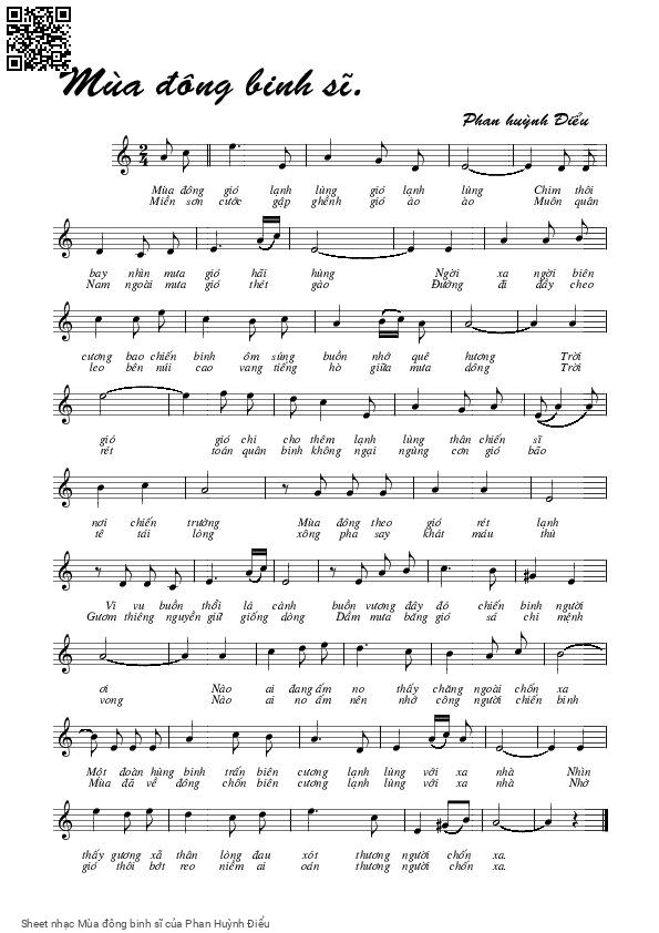 Sheet PDF of Mùa đông binh sĩ