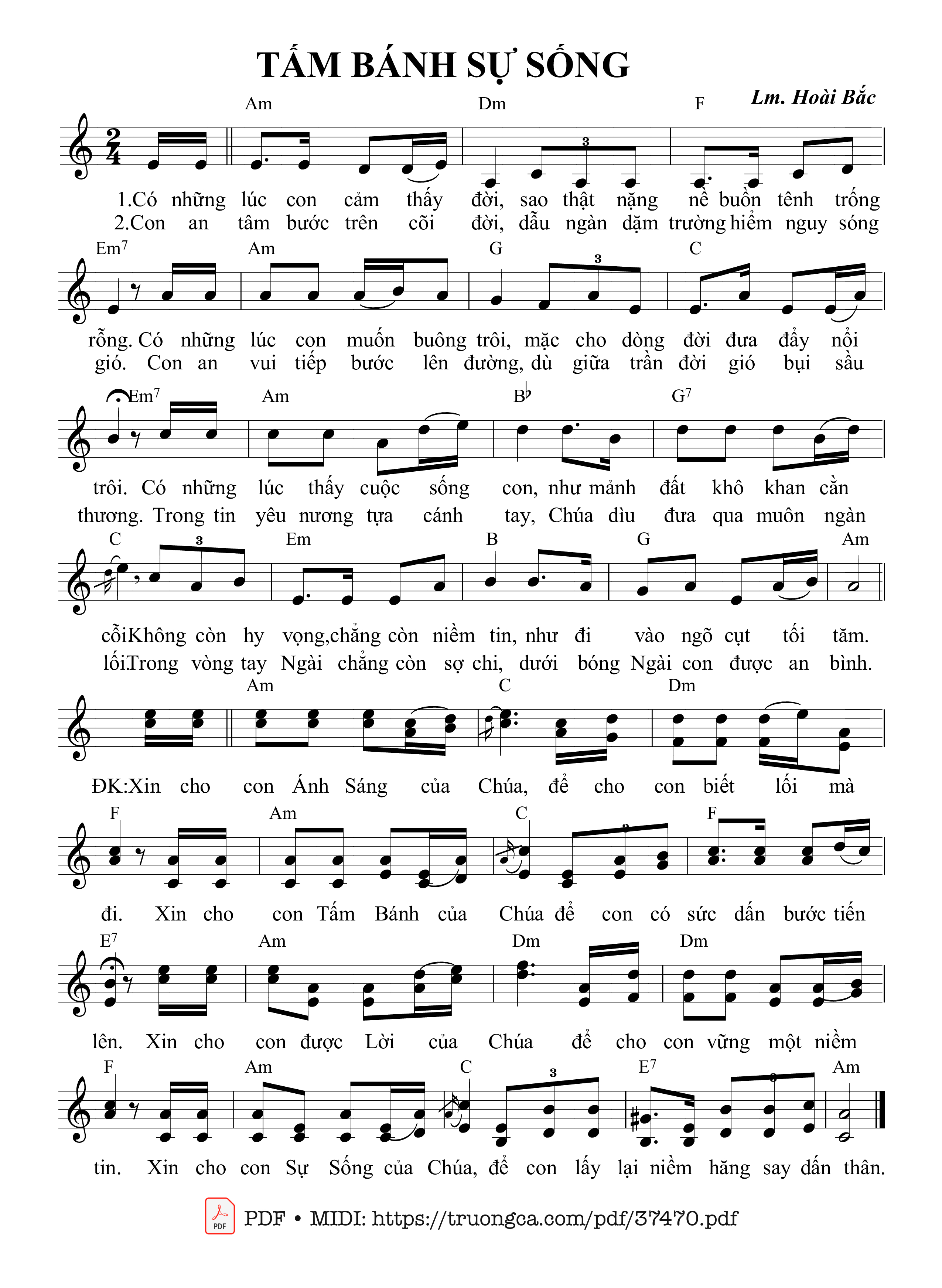 Page 1 of Sheet music PDF Tấm Bánh Sự Sống - Hoài Bắc
