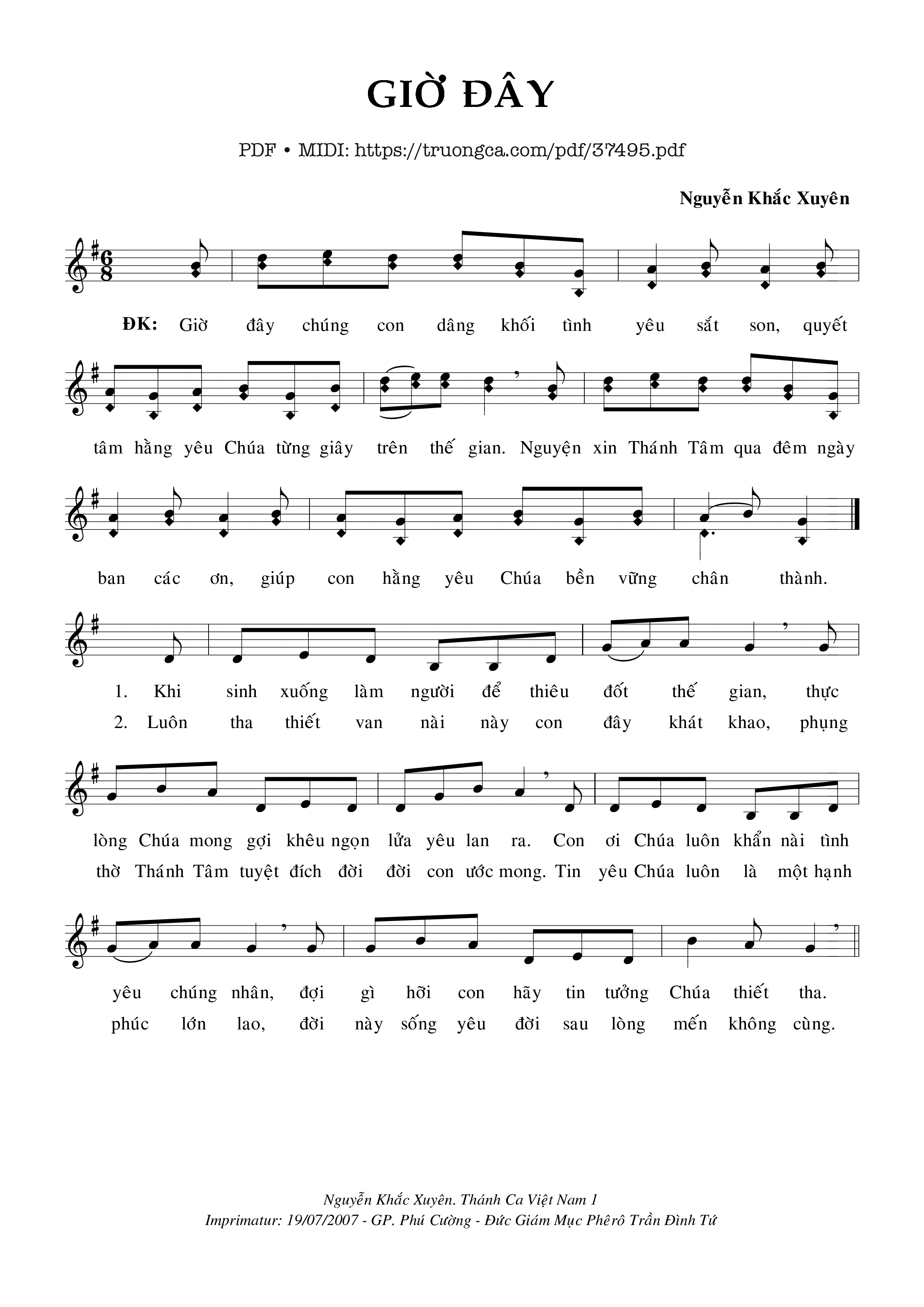 Page 1 of Sheet music PDF Giờ Đây - Nguyễn Khắc Xuyên