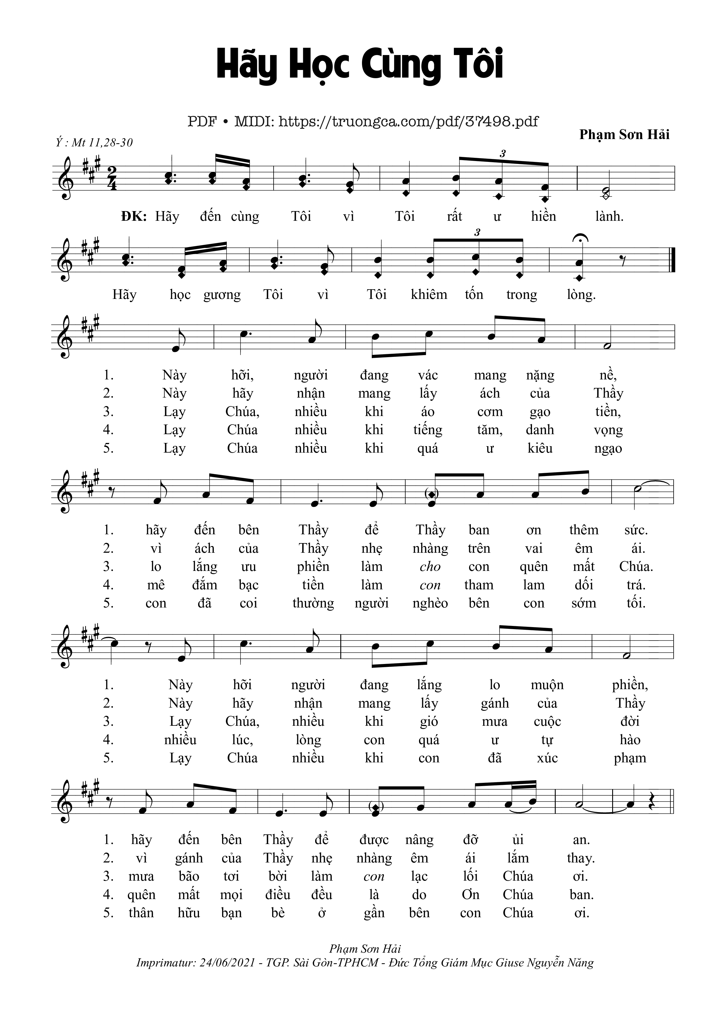 Page 1 of Sheet music PDF Hãy Học Cùng Tôi - Phạm Sơn Hải