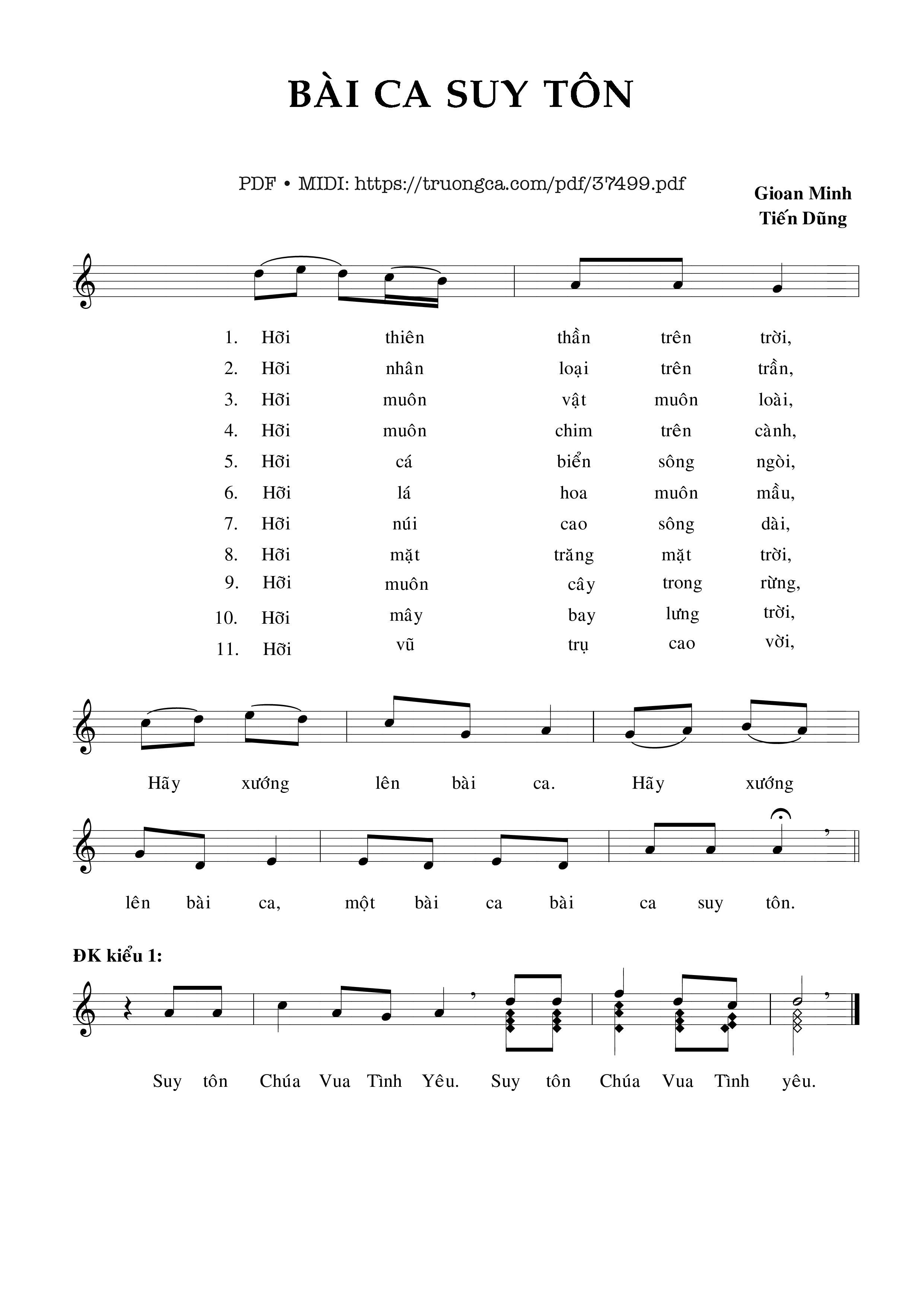 Page 1 of Sheet music PDF Bài Ca Suy Tôn - Gioan Minh &Amp; Tiến Dũng