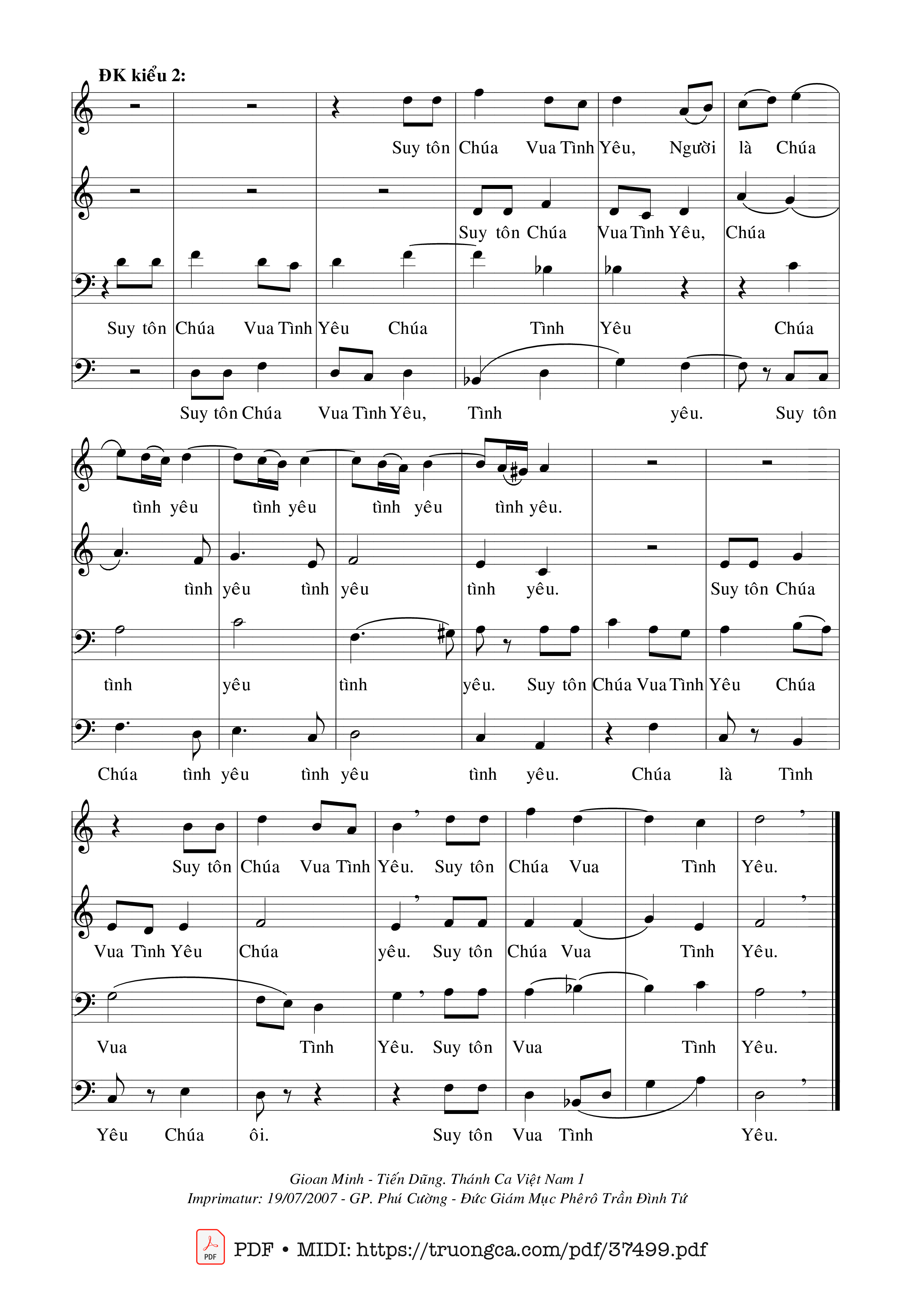 Page 2 of Sheet music PDF Bài Ca Suy Tôn - Gioan Minh &Amp; Tiến Dũng