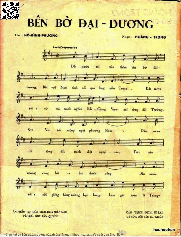 Page 2 of Sheet music PDF Bên bờ đại dương - Hoàng Trọng