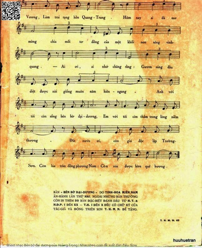 Page 3 of Sheet music PDF Bên bờ đại dương - Hoàng Trọng