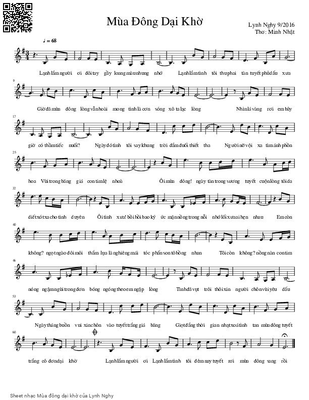 Sheet PDF of Mùa đông dại khờ