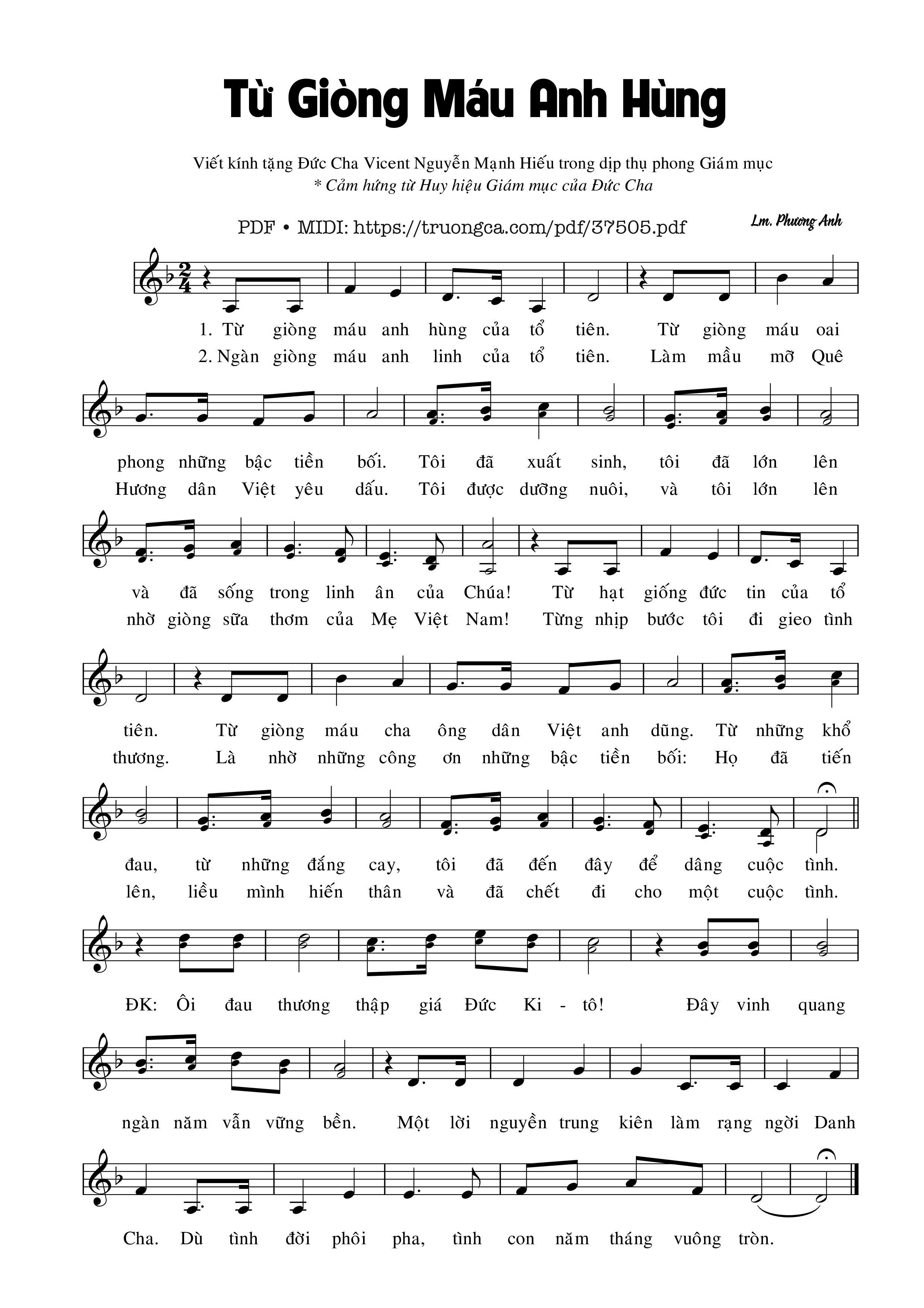 Page 1 of Sheet music PDF Từ Dòng Máu Anh Hùng - Phương Anh