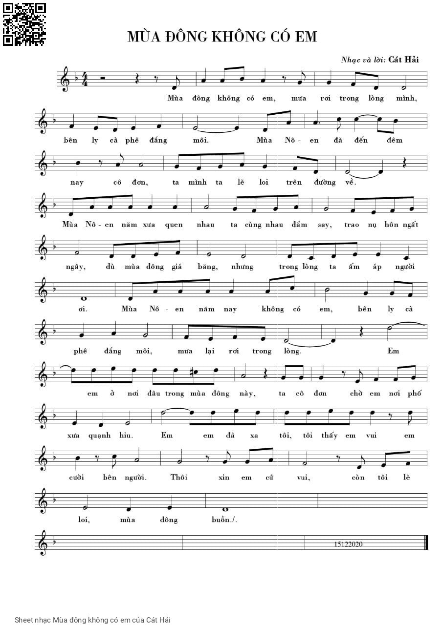 Sheet PDF of Mùa đông không có em