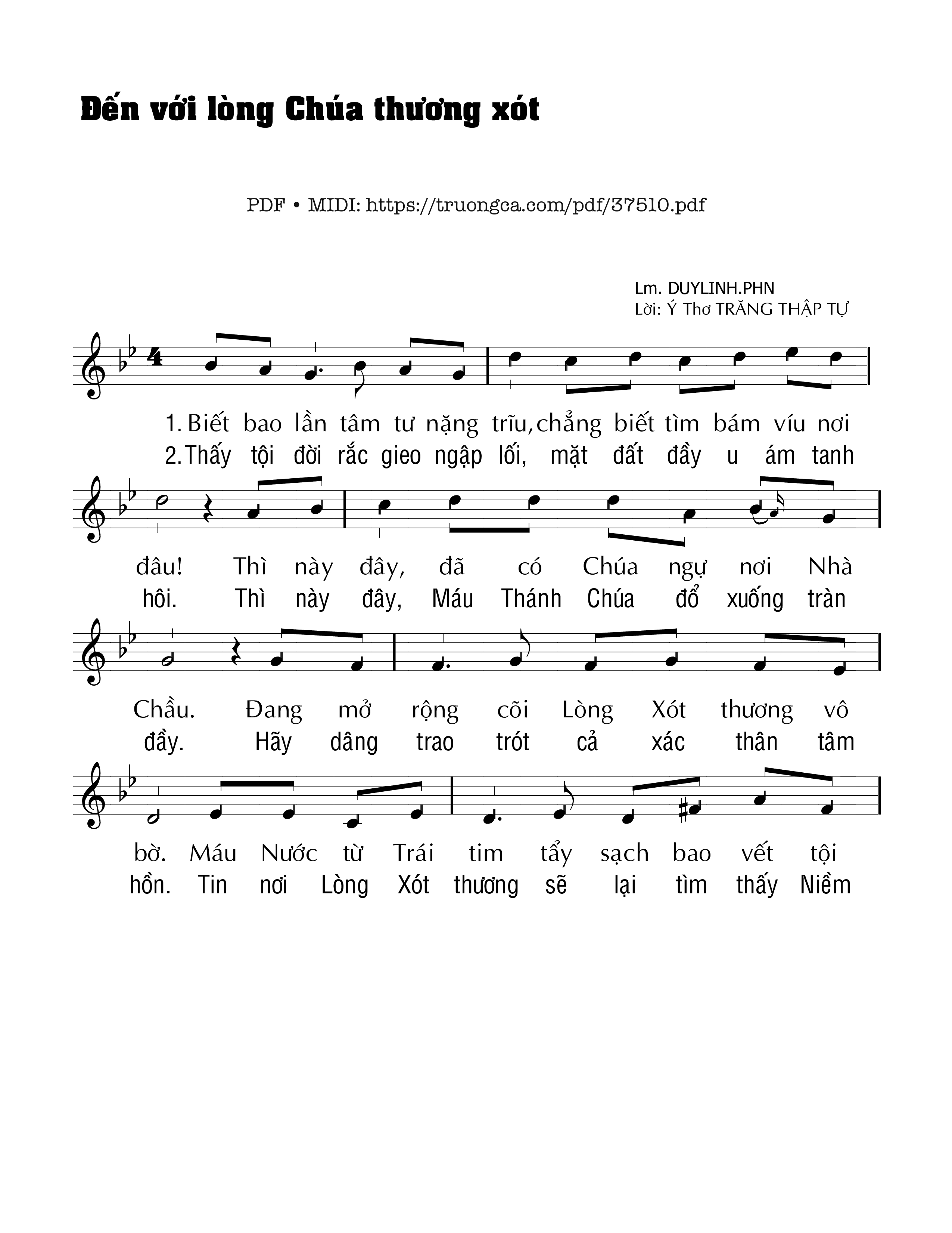 Page 1 of Sheet music PDF Đến Với Lòng Thương Xót Chúa - Duy Linh Phn