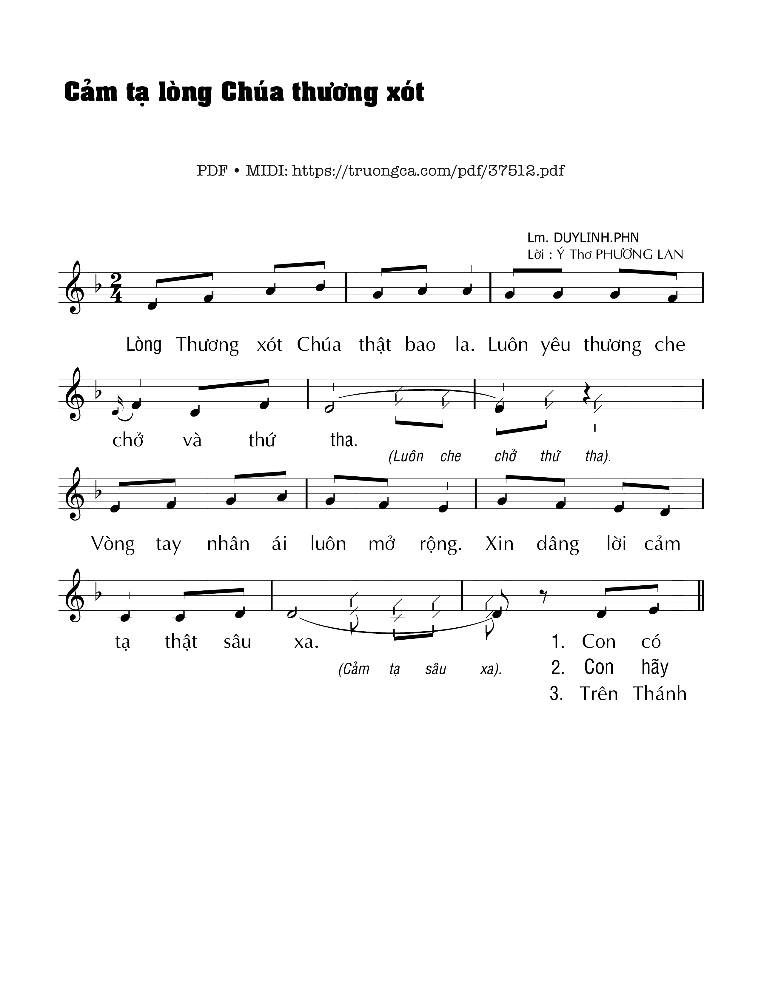 Page 1 of Sheet music PDF Cảm Tạ Lòng Chúa Thương Xót - Duy Linh Phn