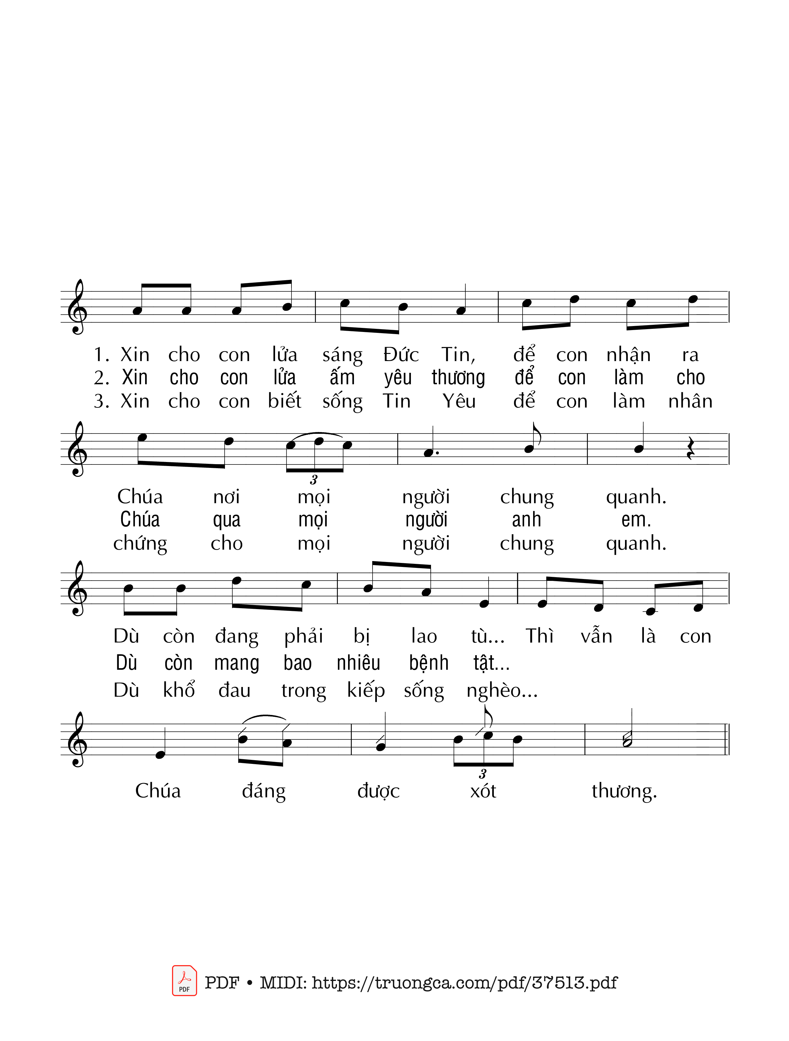 Page 2 of Sheet music PDF Xin Đổ Tràn Lòng Con - Duy Linh Phn