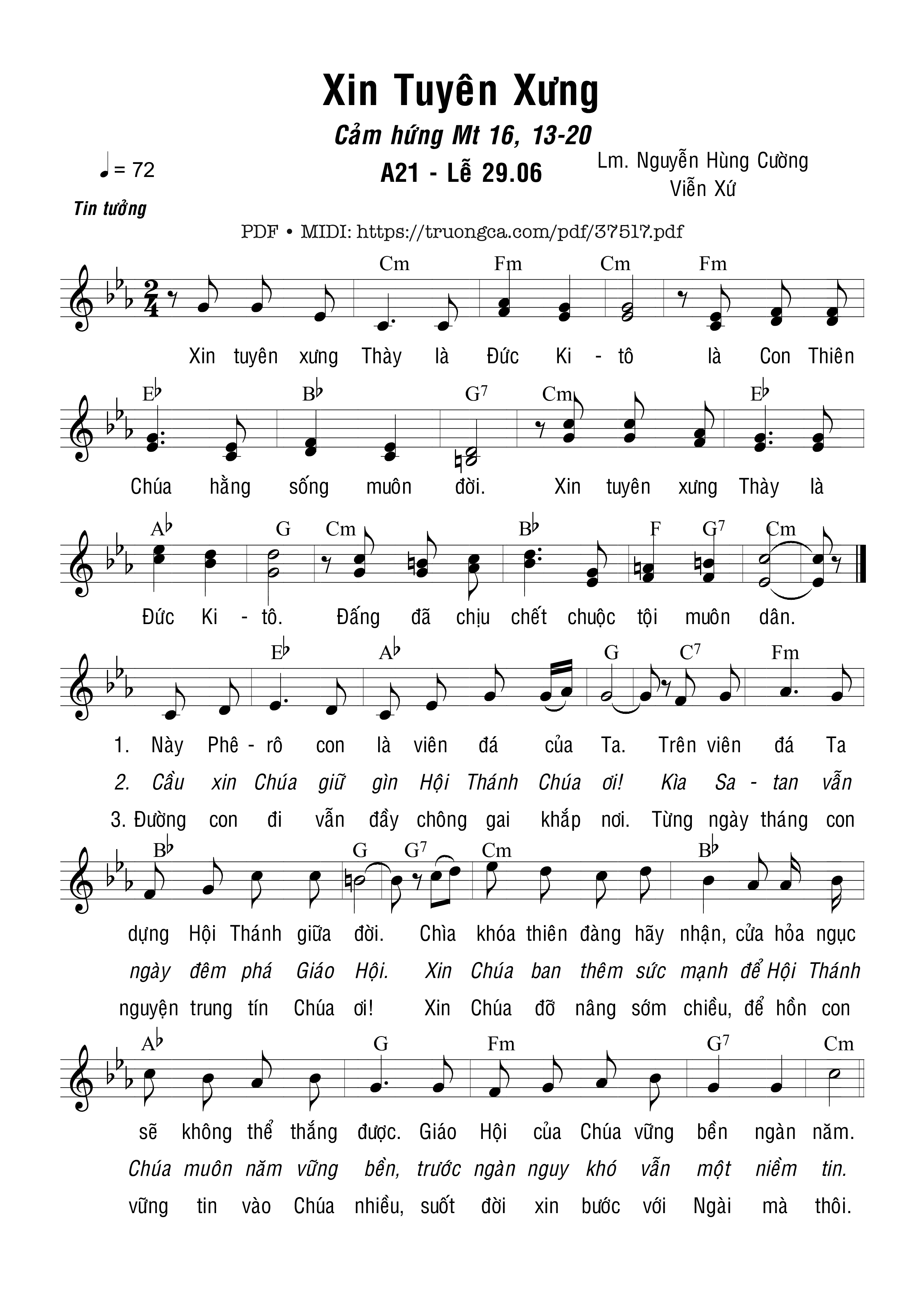 Page 1 of Sheet music PDF Xin Tuyên Xưng - Nguyễn Hùng Cường &Amp; Viễn Xứ