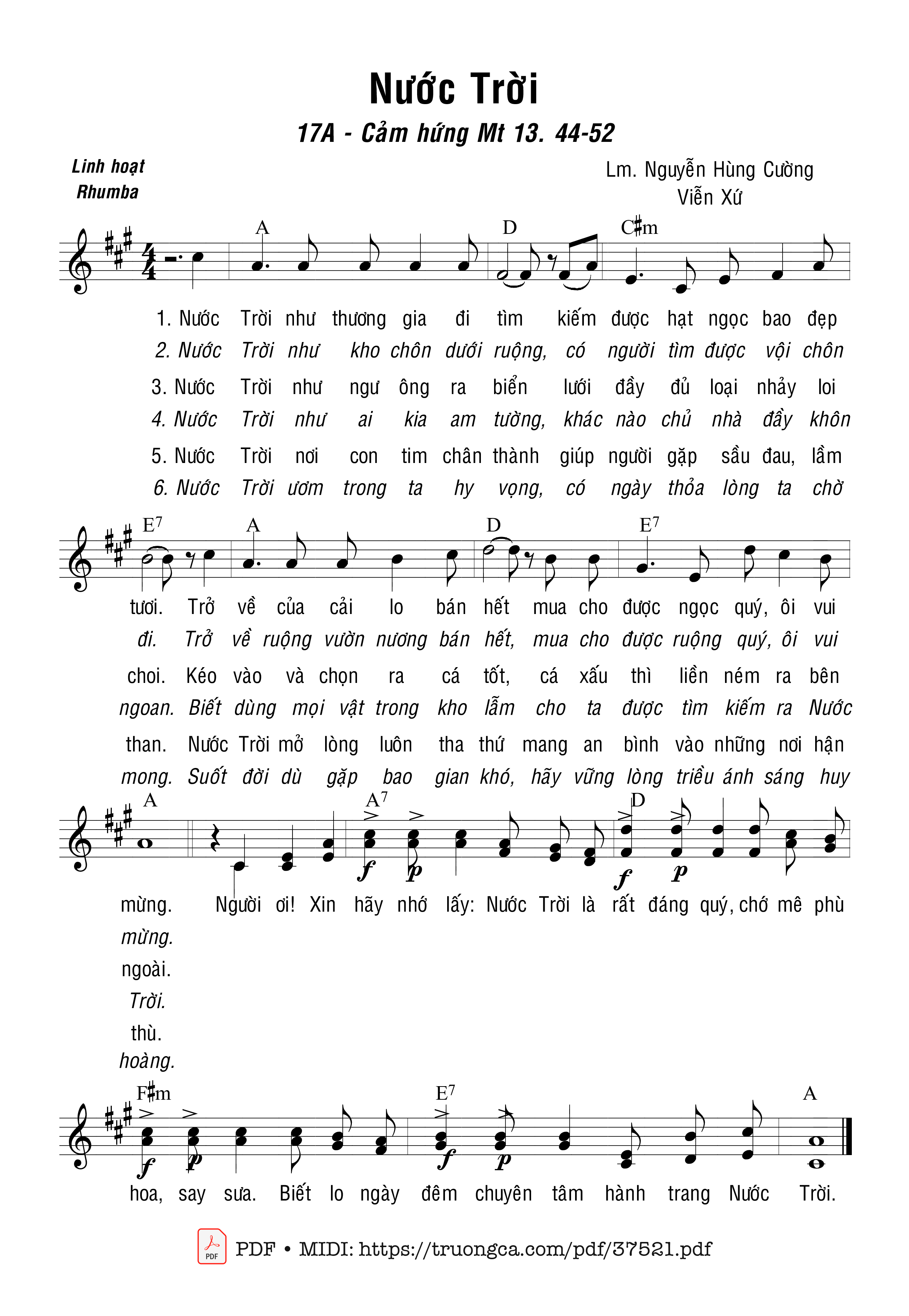 Page 1 of Sheet music PDF Nước Trời (Mt 13 - Nguyễn Hùng Cường &Amp; Viễn Xứ