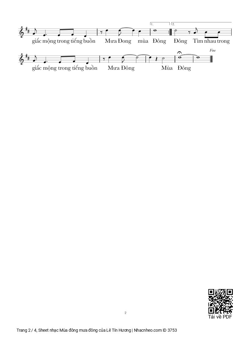 Page 2 of Sheet music PDF Mùa đông mưa đông - Lê Tín Hương