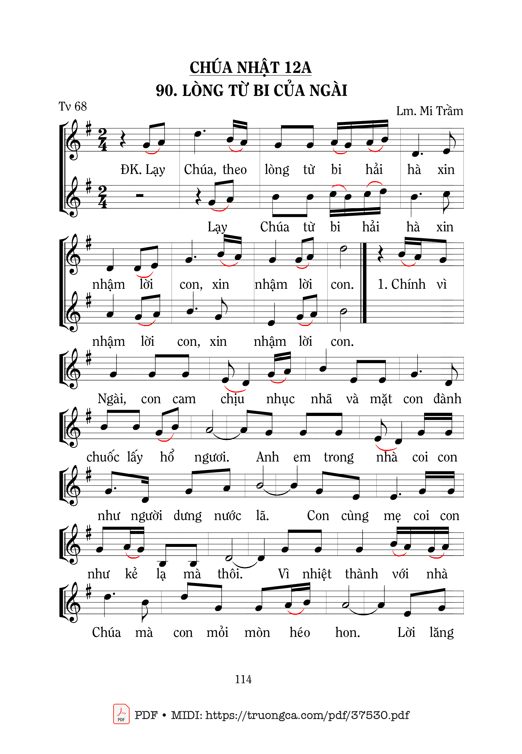 Page 1 of Sheet music PDF Thánh Vịnh 68, Lòng Từ Bi Của Ngài - Mi Trầm