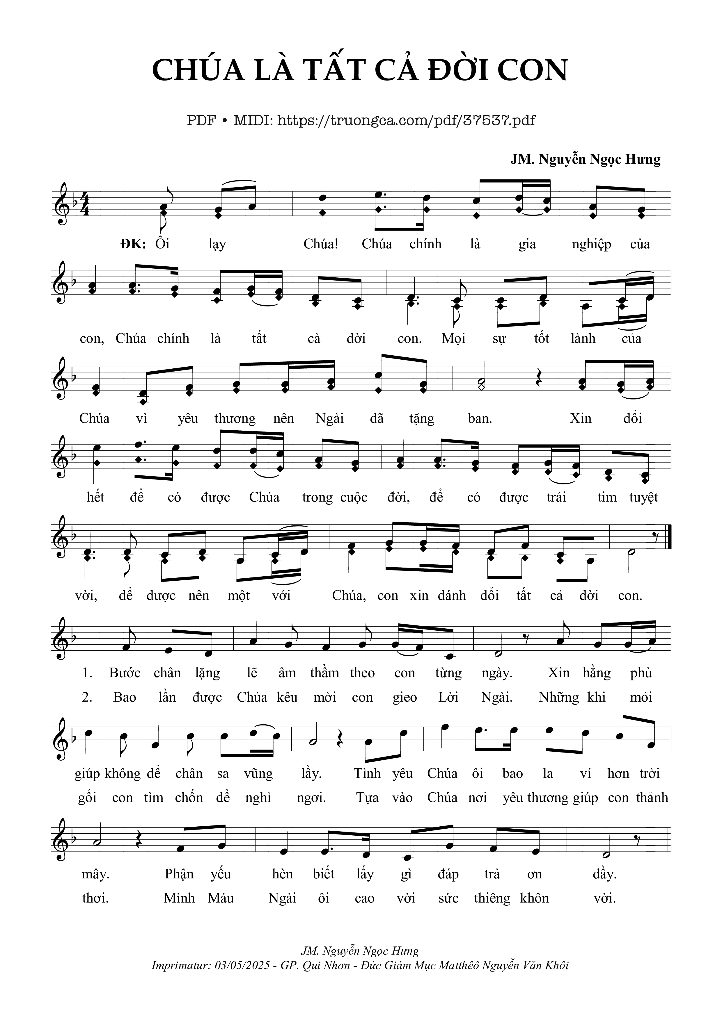 Page 1 of Sheet music PDF Chúa Là Tất Cả Đời Con - Nguyễn Ngọc Hưng