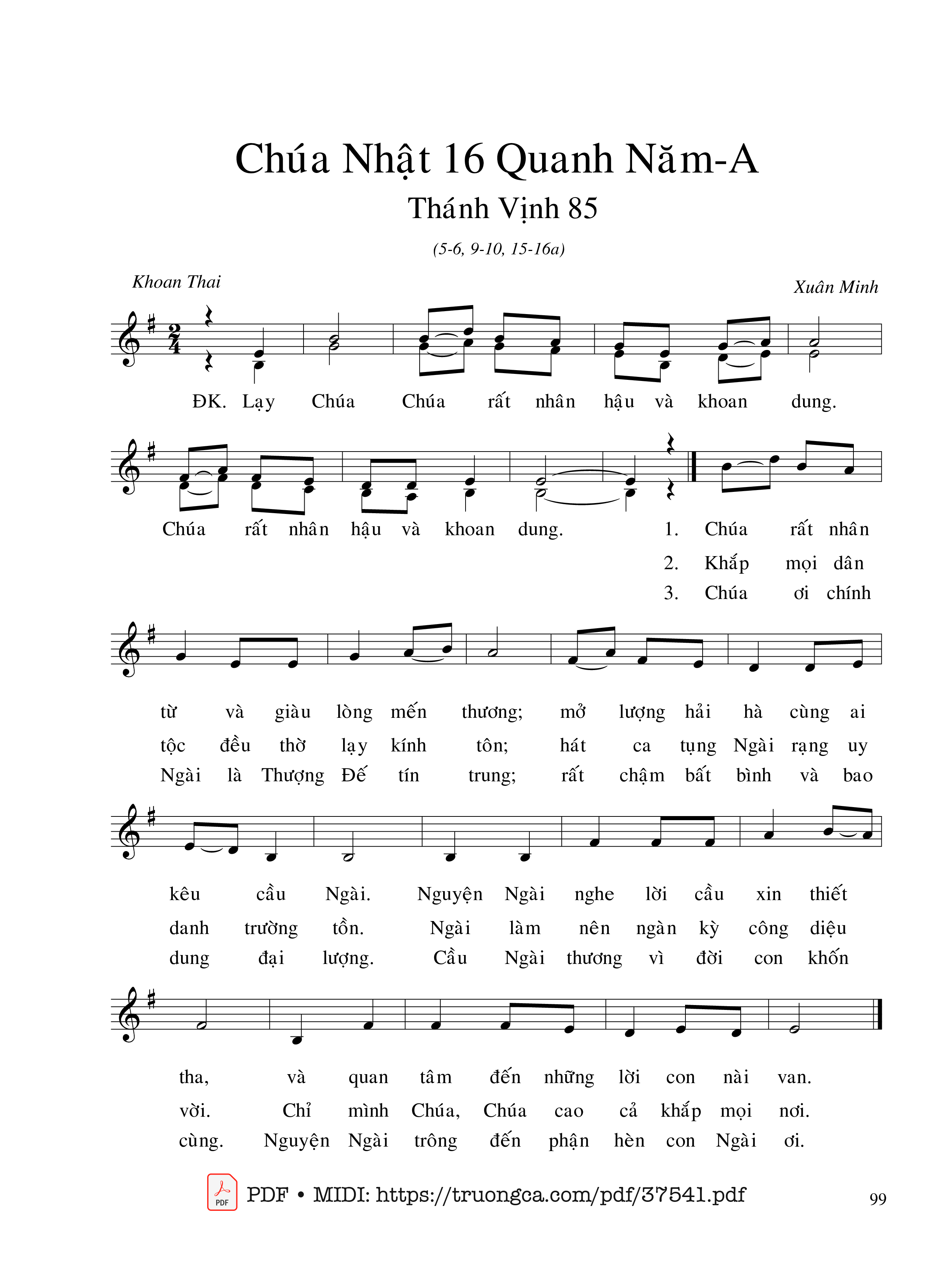 Page 1 of Sheet music PDF Chúa Nhật 16A Thường Niên (Tv.85) - Xuân Minh