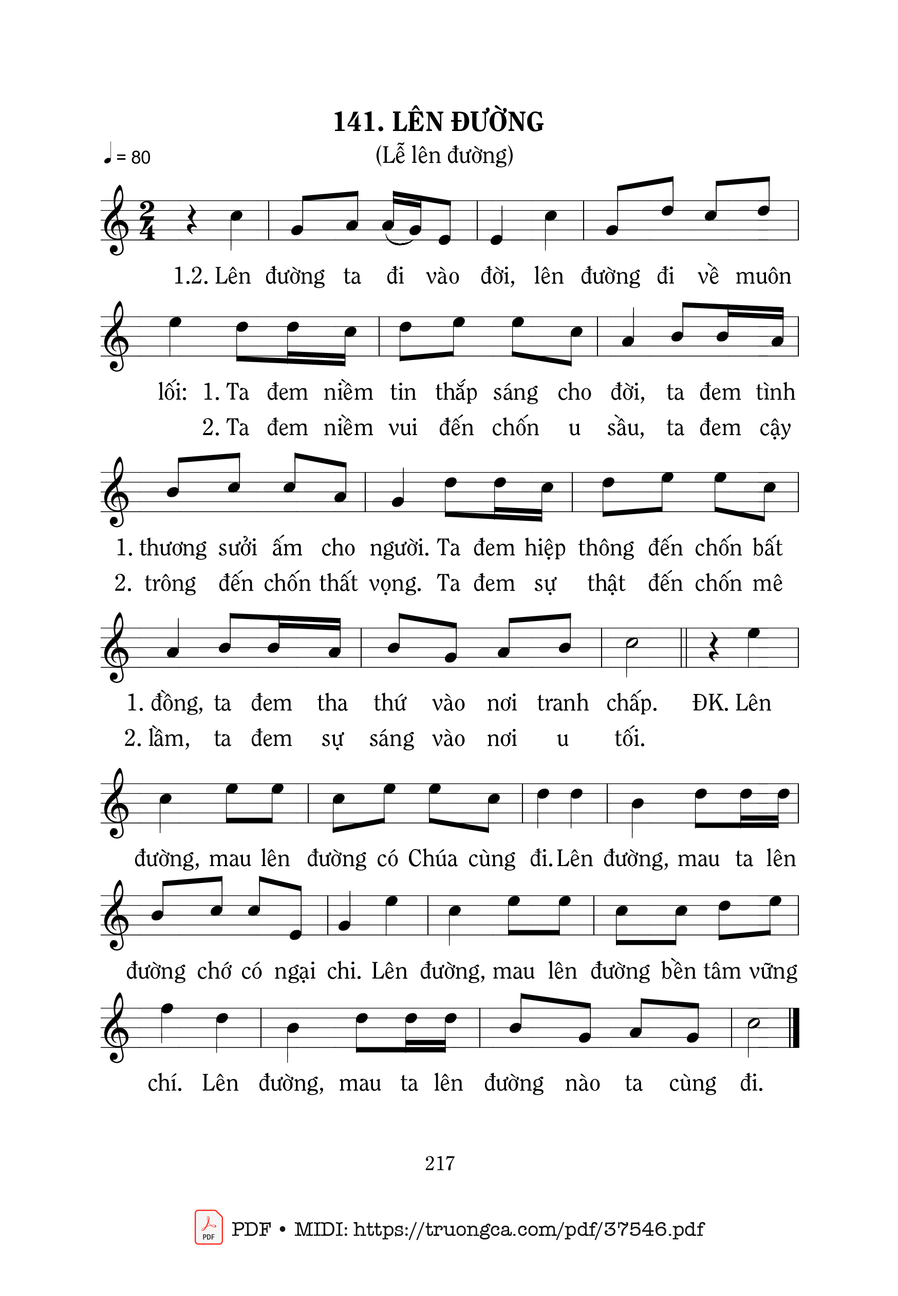 Page 1 of Sheet music PDF Lên Đường - Mi Trầm