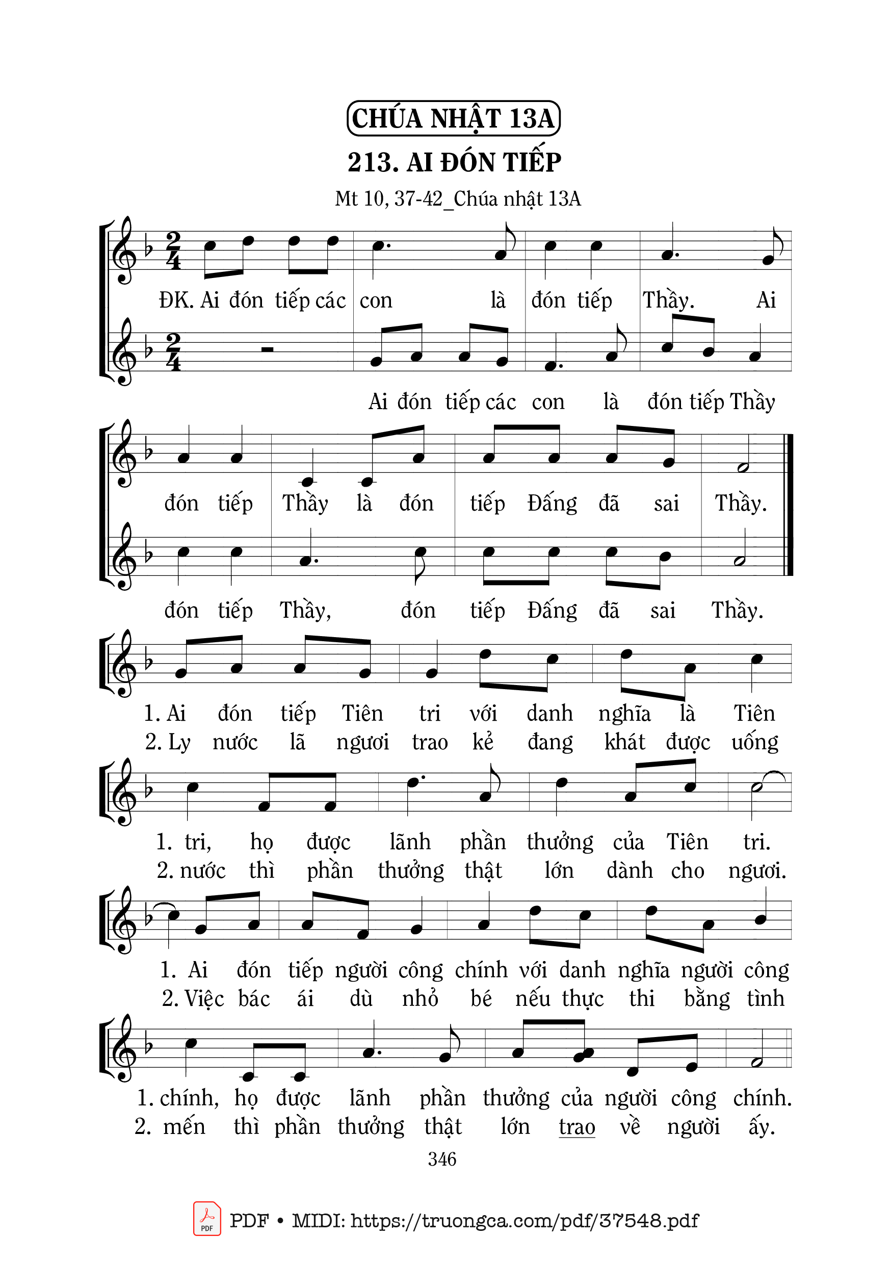 Page 1 of Sheet music PDF Ai Đón Tiếp - Mi Trầm
