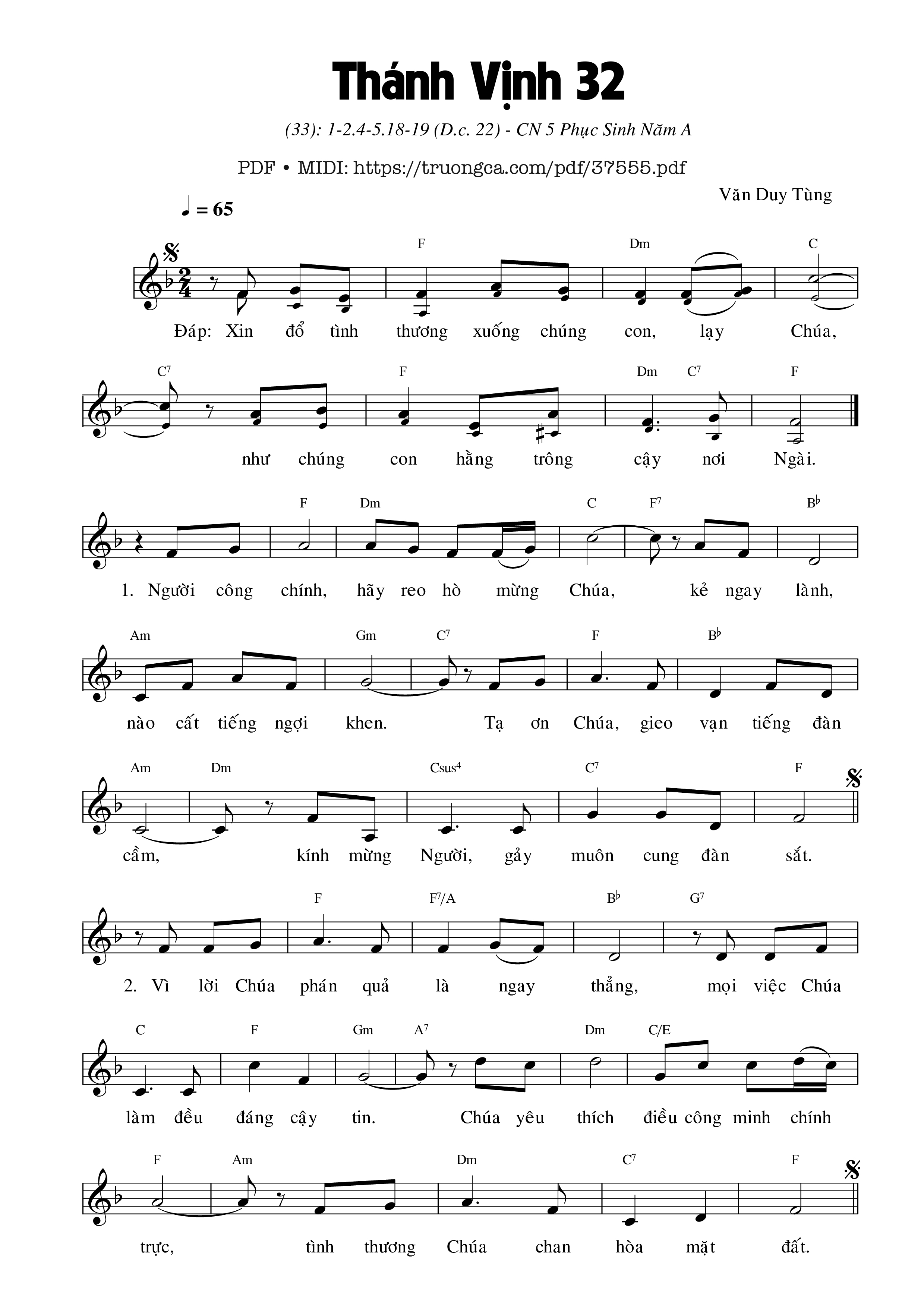 Page 1 of Sheet music PDF Thánh Vịnh 32, Chúa Nhật 5A Phục Sinh - Văn Duy Tùng