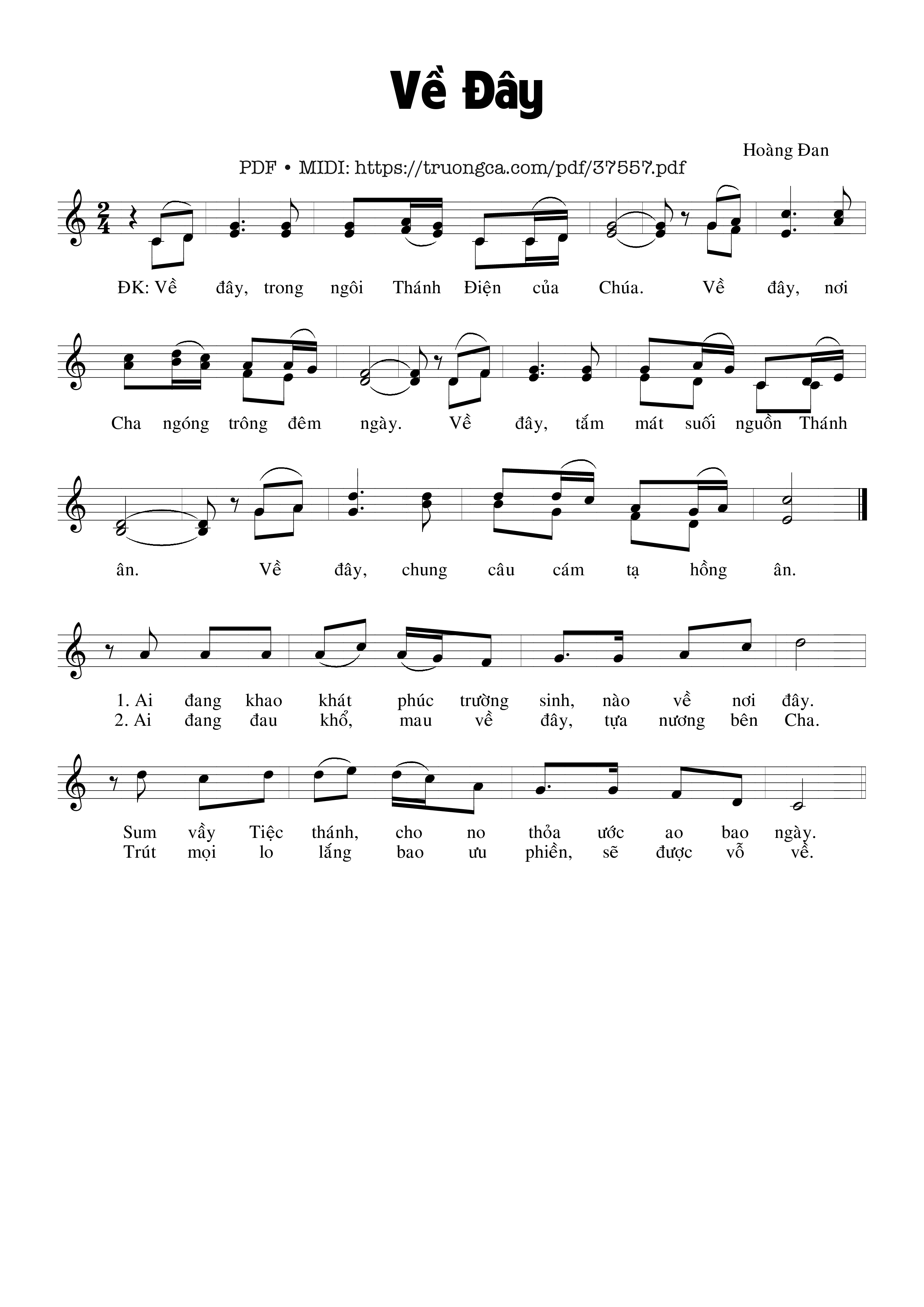 Page 1 of Sheet music PDF Về Đây - Hoàng Đan