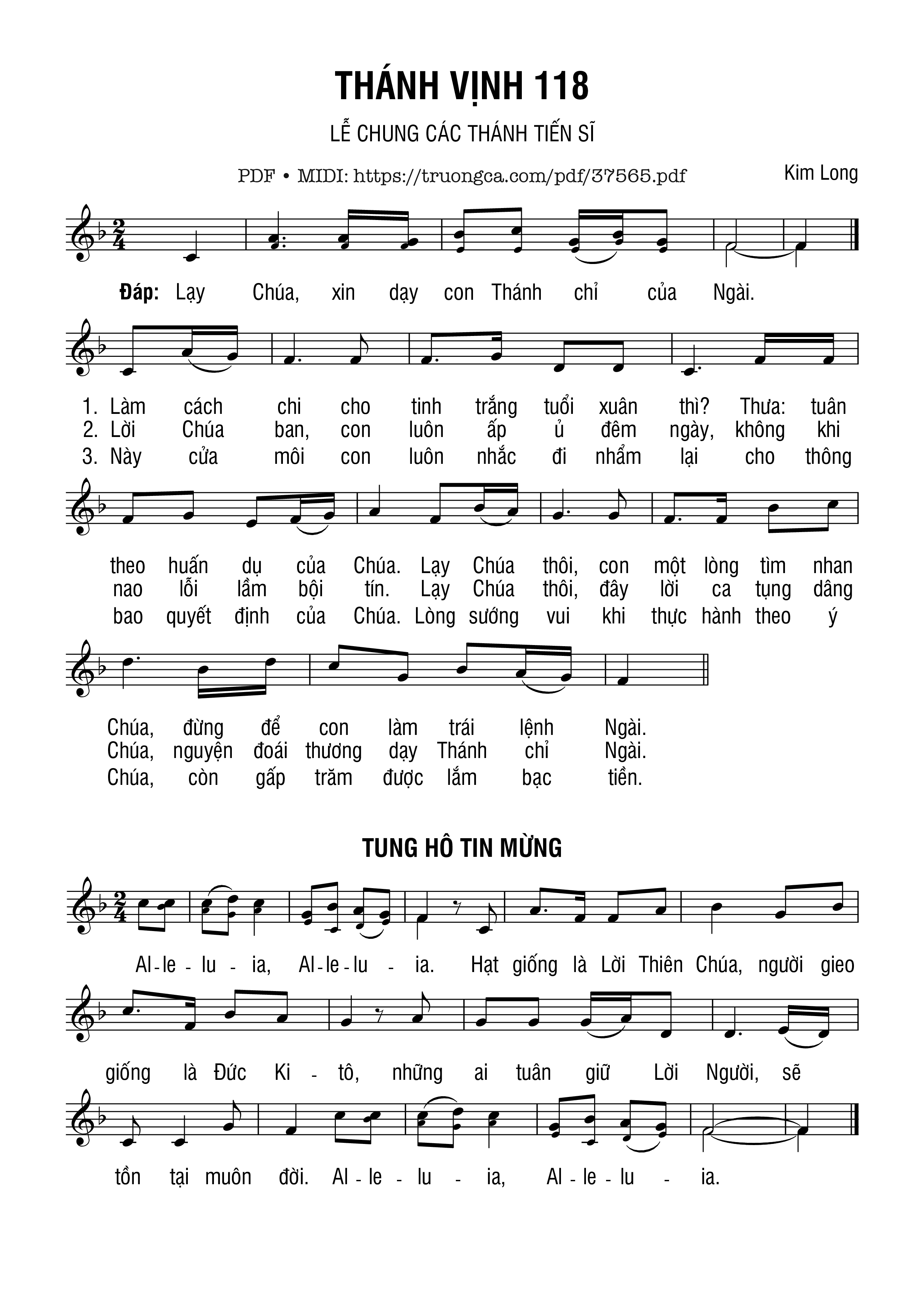 Page 1 of Sheet music PDF Thánh Vịnh 118, Lễ Chung Các Thánh Tiến Sĩ - Kim Long