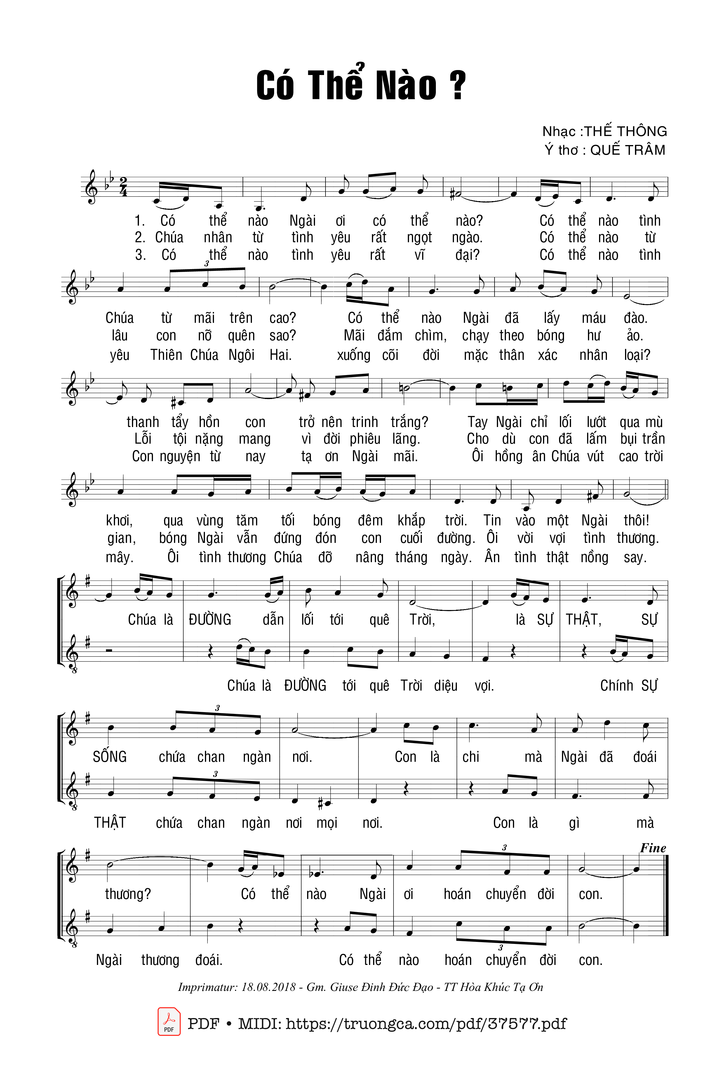 Page 1 of Sheet music PDF Có Thể Nào? - Thế Thông