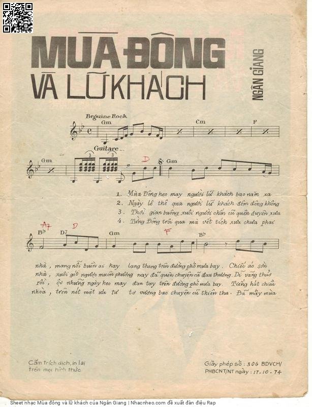 Page 2 of Sheet music PDF Mùa đông và lữ khách - Ngân Giang