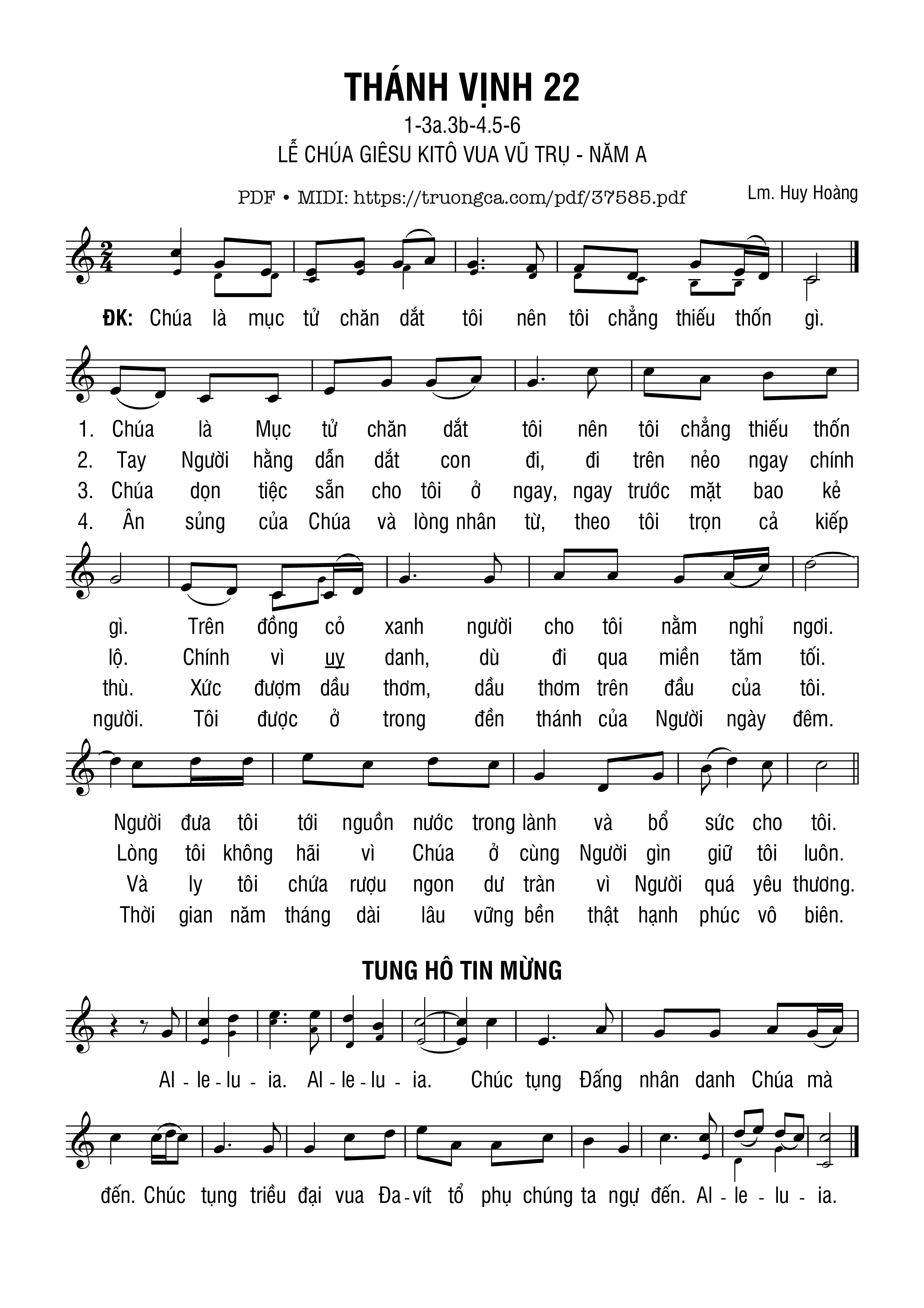 Page 1 of Sheet music PDF Thánh Vịnh 22, Lễ Chúa Kitô Vua Năm A - Huy Hoàng