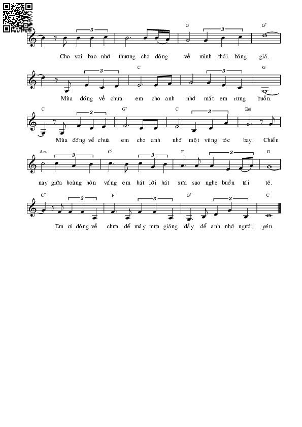 Page 2 of Sheet music PDF Mùa đông về chưa em - Nguyễn Vũ