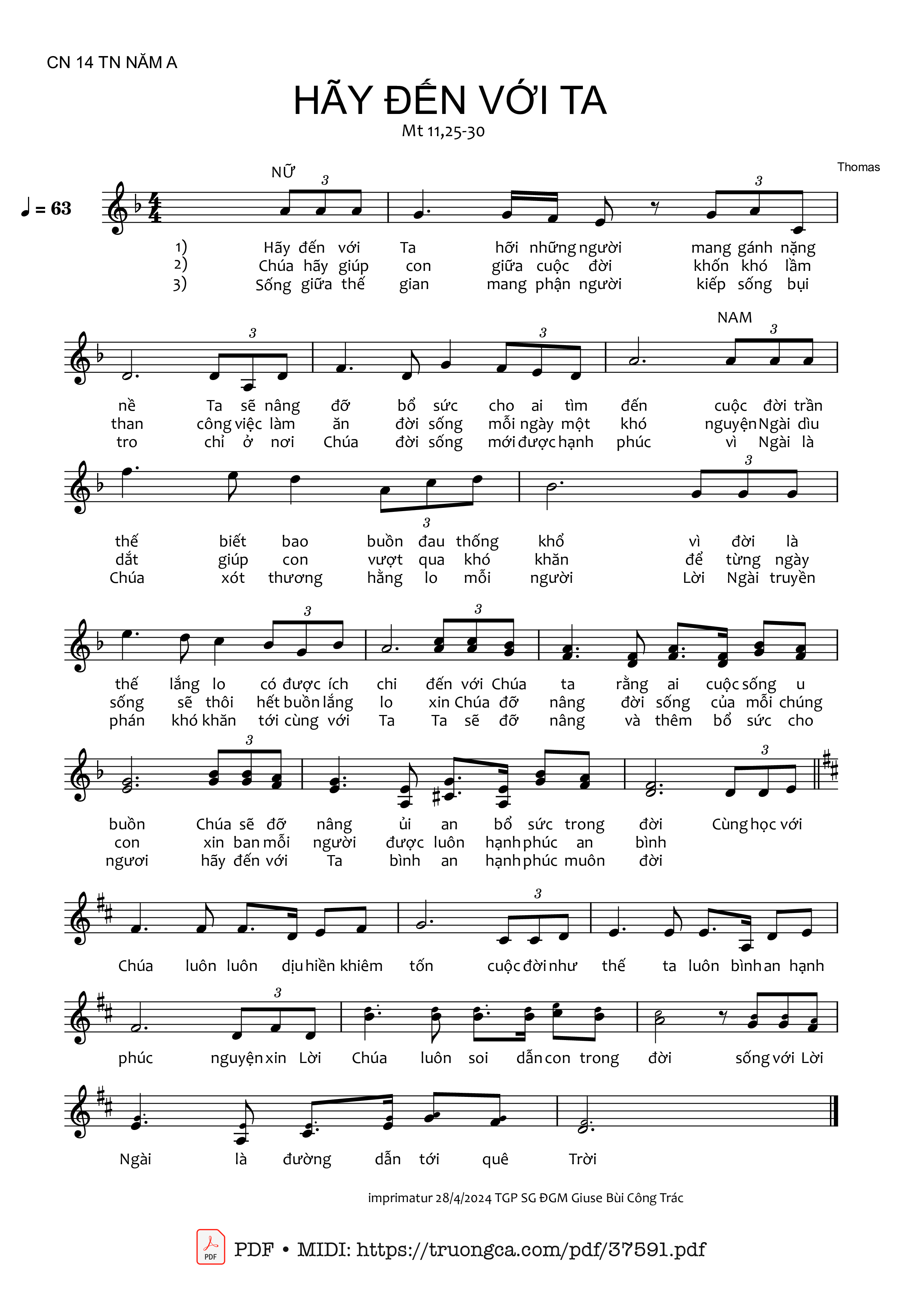Page 1 of Sheet music PDF Hãy Đến Với Ta - Thomas
