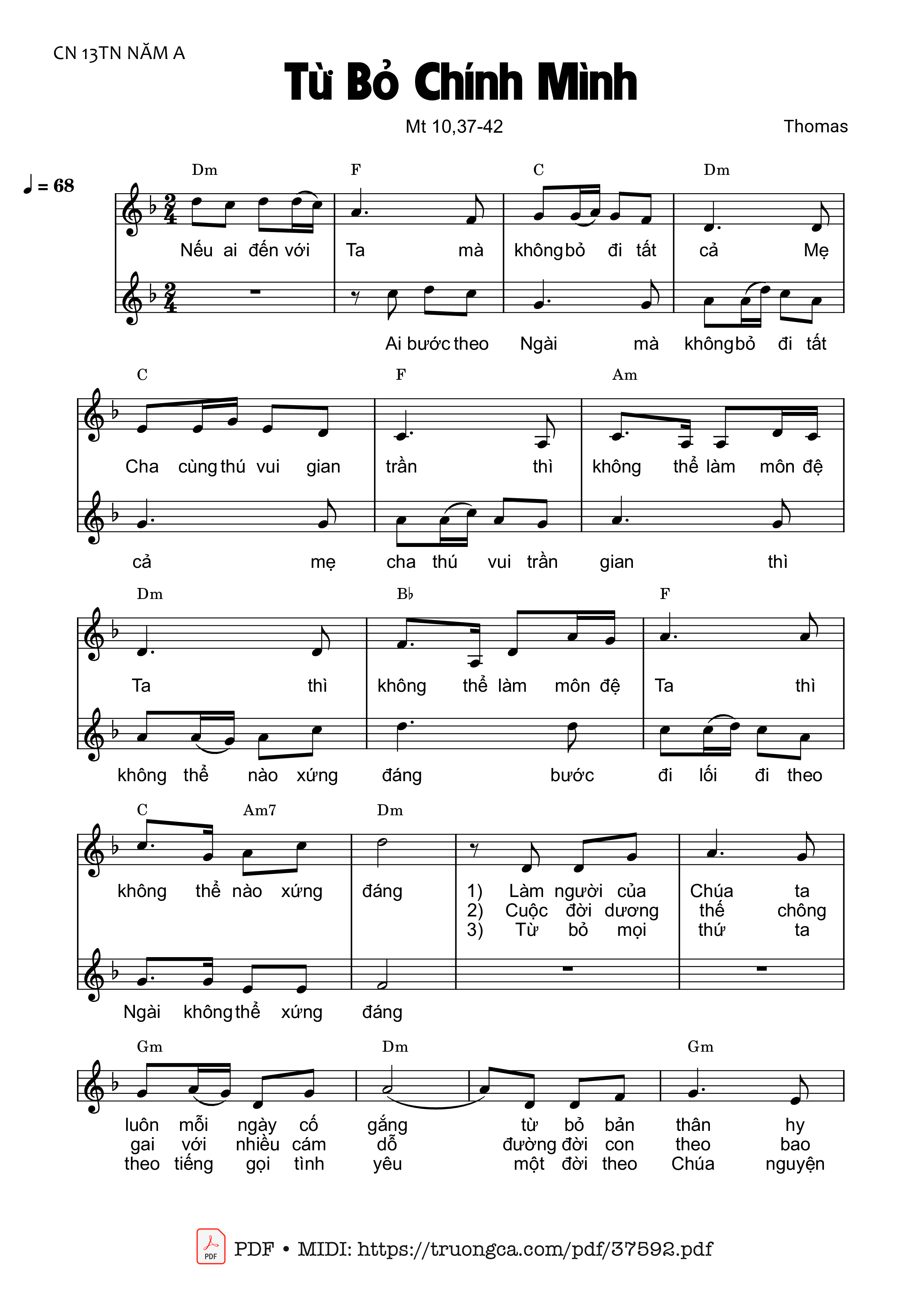 Page 1 of Sheet music PDF Từ Bỏ Chính Mình -  Thomas