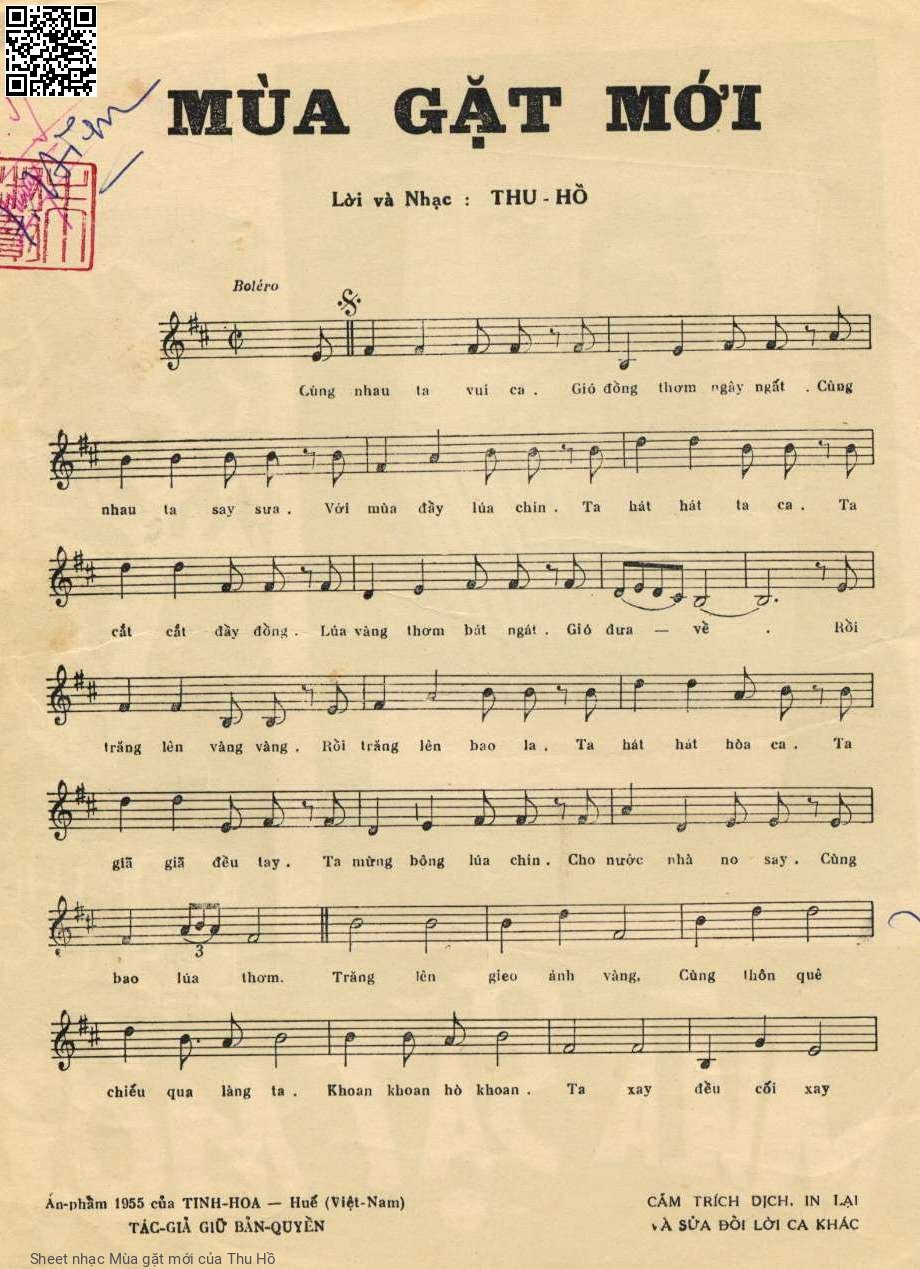 Page 2 of Sheet music PDF Mùa gặt mới - Thu Hồ