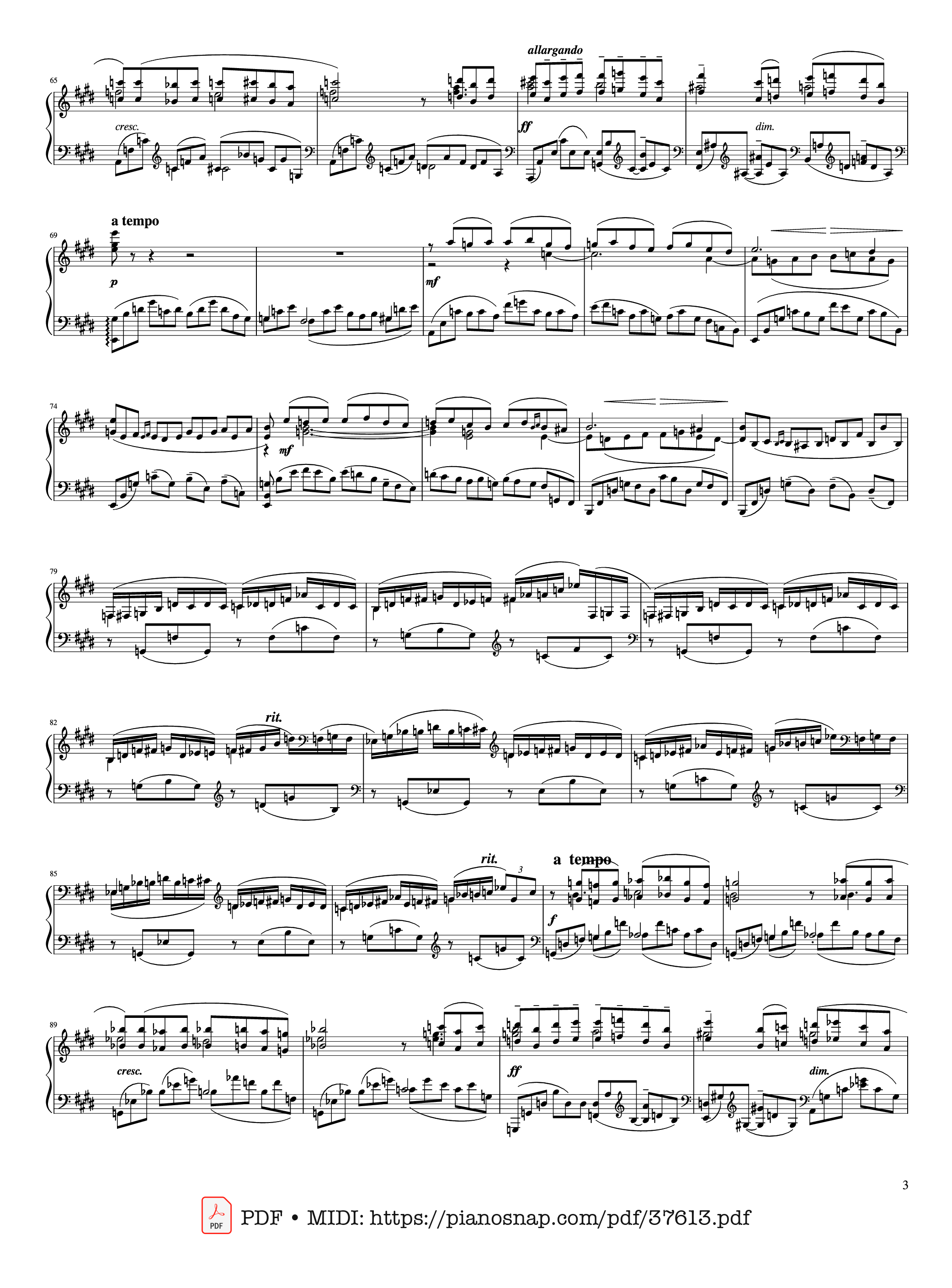 Page 3 of Sheet music PDF Piano Piano Concerto No. 2 (Op. 18) - 2nd Movement - Sergei Rachmaninoff