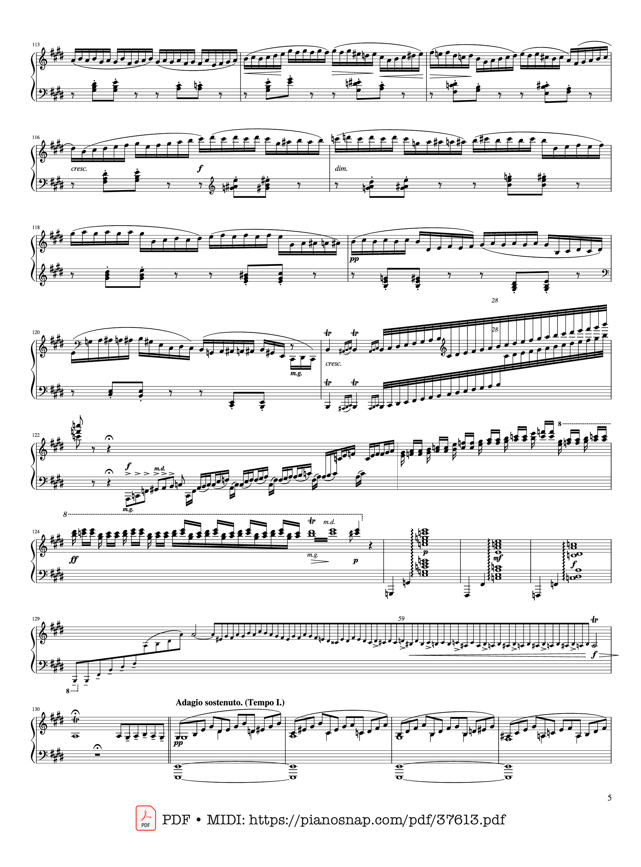 Page 5 of Sheet music PDF Piano Piano Concerto No. 2 (Op. 18) - 2nd Movement - Sergei Rachmaninoff
