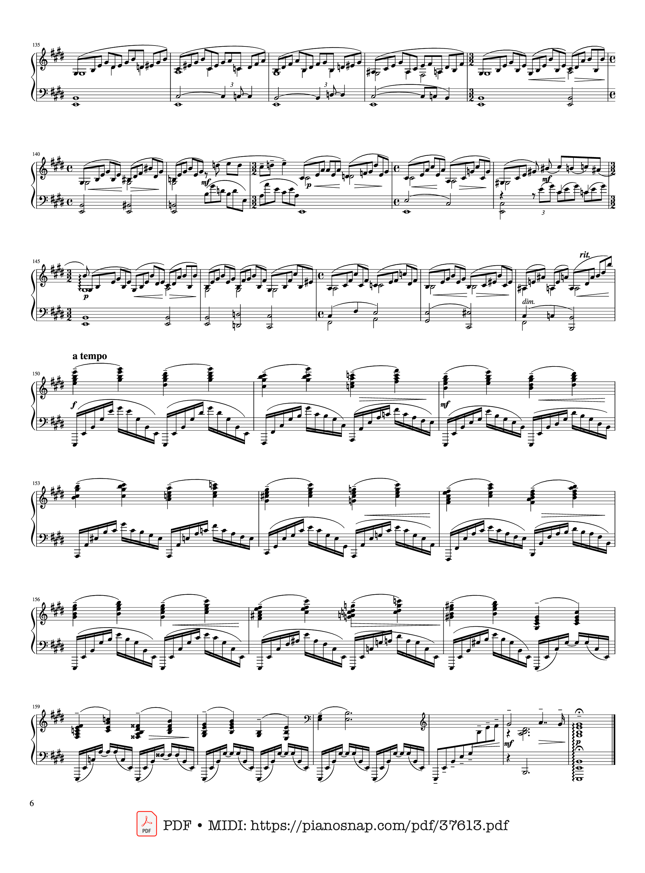 Page 6 of Sheet music PDF Piano Piano Concerto No. 2 (Op. 18) - 2nd Movement - Sergei Rachmaninoff