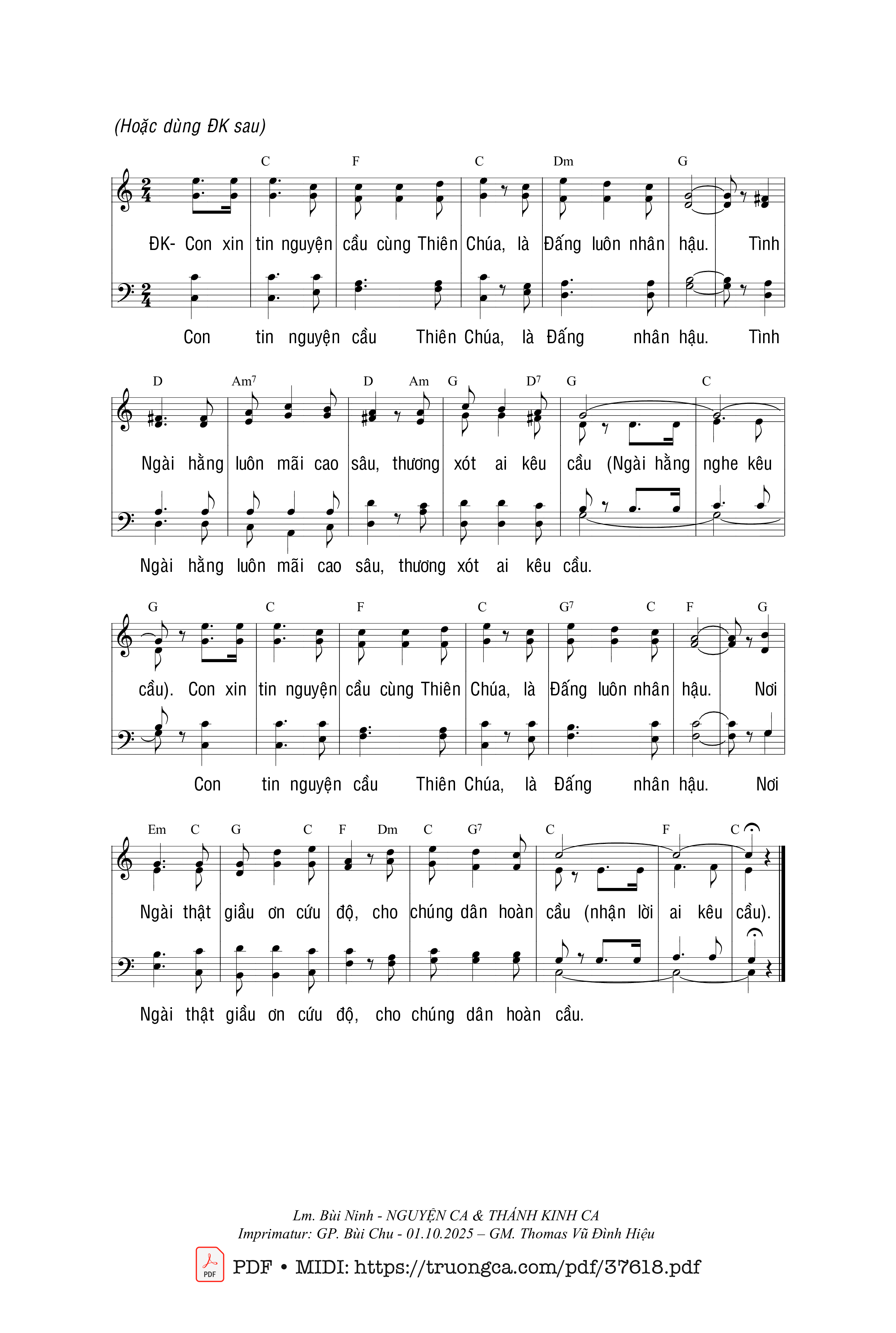 Page 2 of Sheet music PDF Con Xin Tin - Bùi Ninh