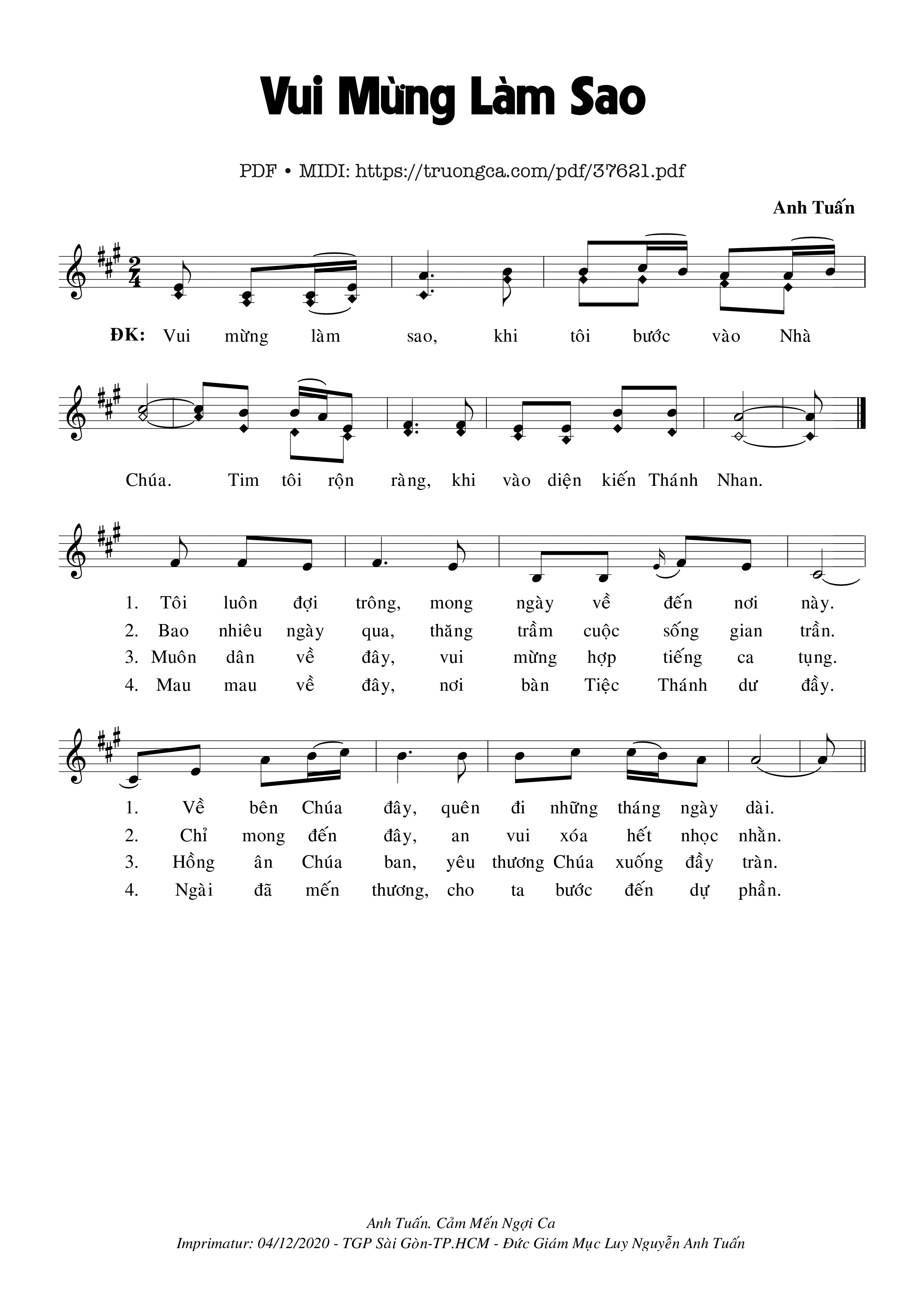 Page 1 of Sheet music PDF Vui Mừng Làm Sao - Anh Tuấn