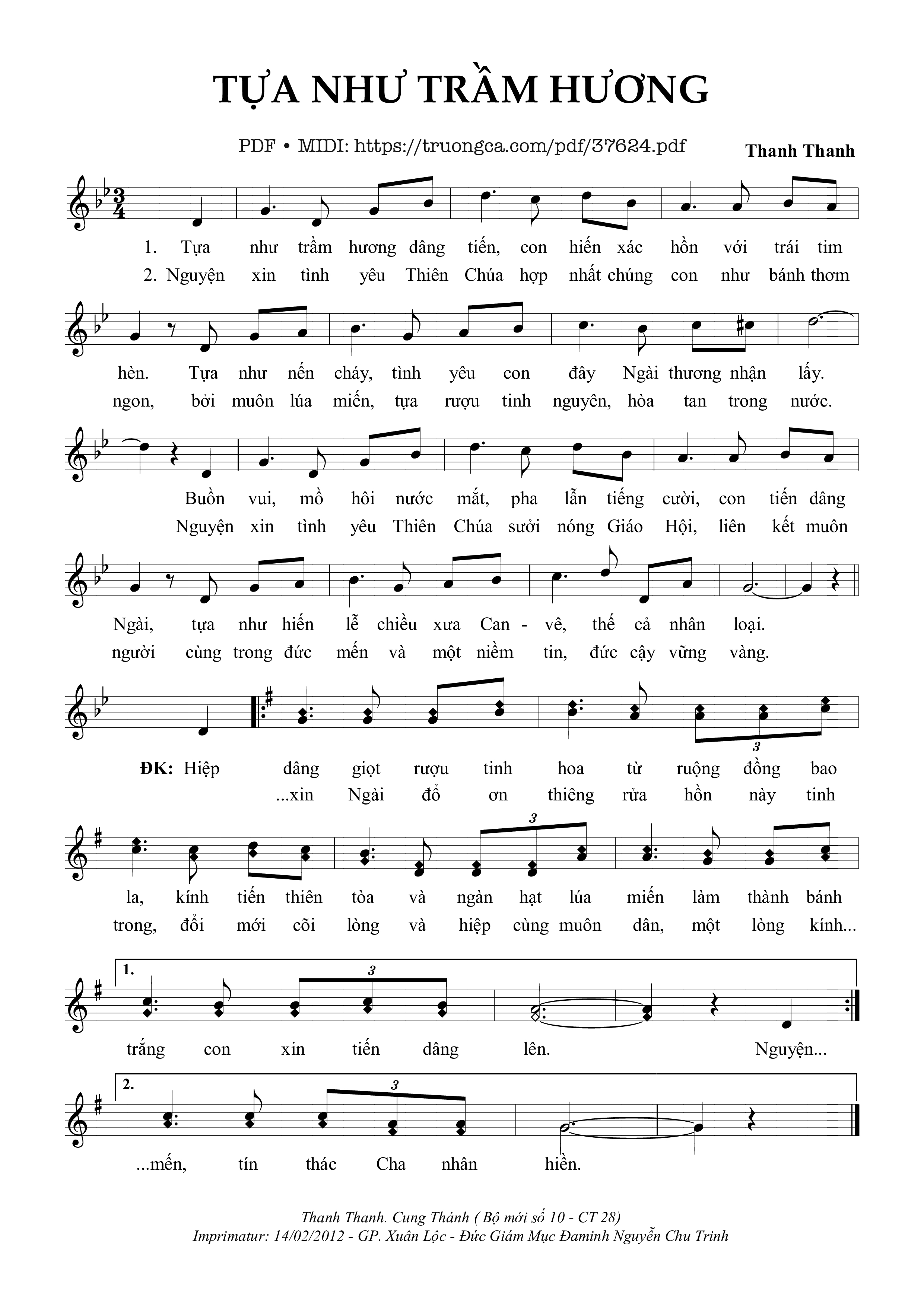 Page 1 of Sheet music PDF Tựa Như Trầm Hương - Thanh Thanh