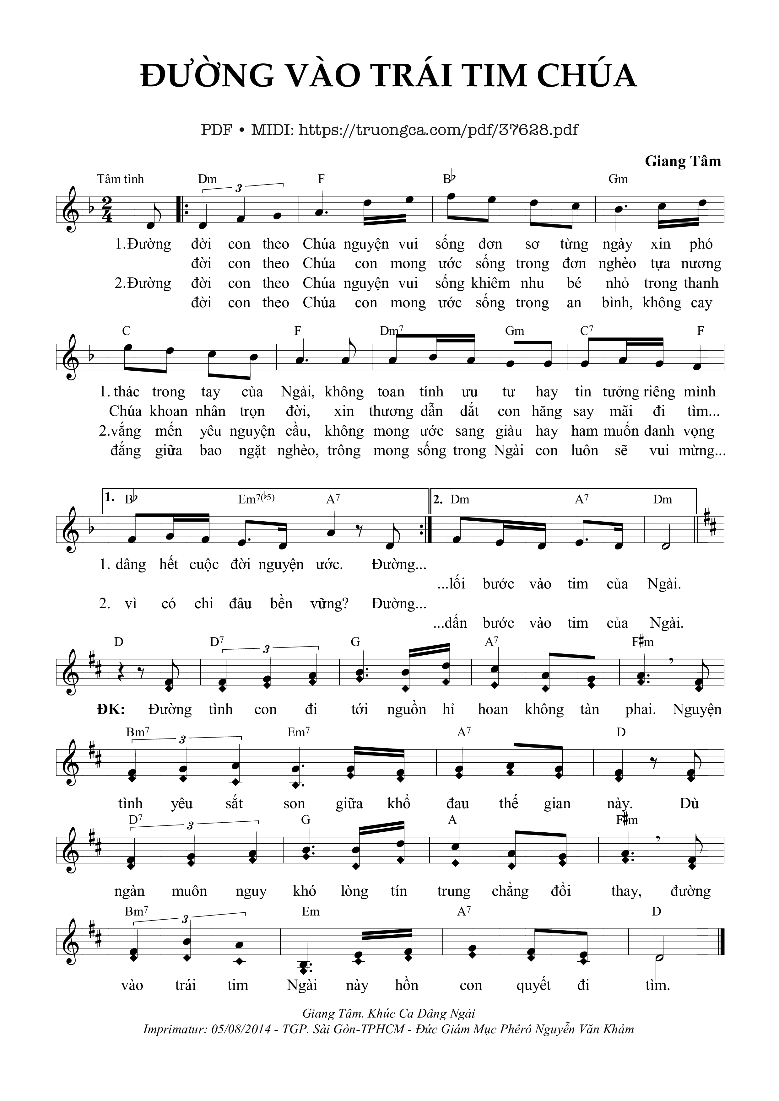 Page 1 of Sheet music PDF Đường Vào Trái Tim Chúa - Giang Tâm