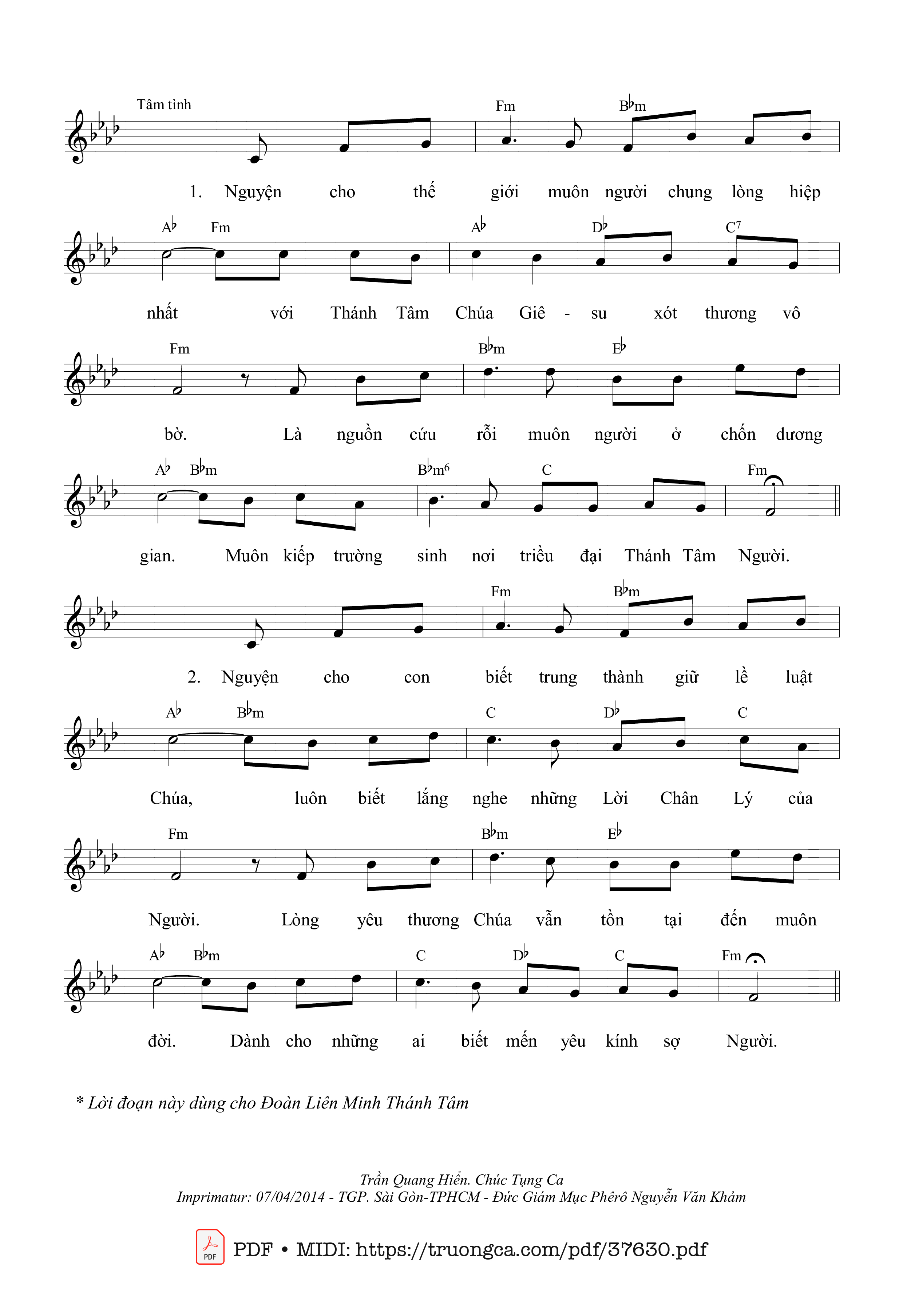 Page 2 of Sheet music PDF Tôn Thờ Thánh Tâm - Trần Quang Hiển